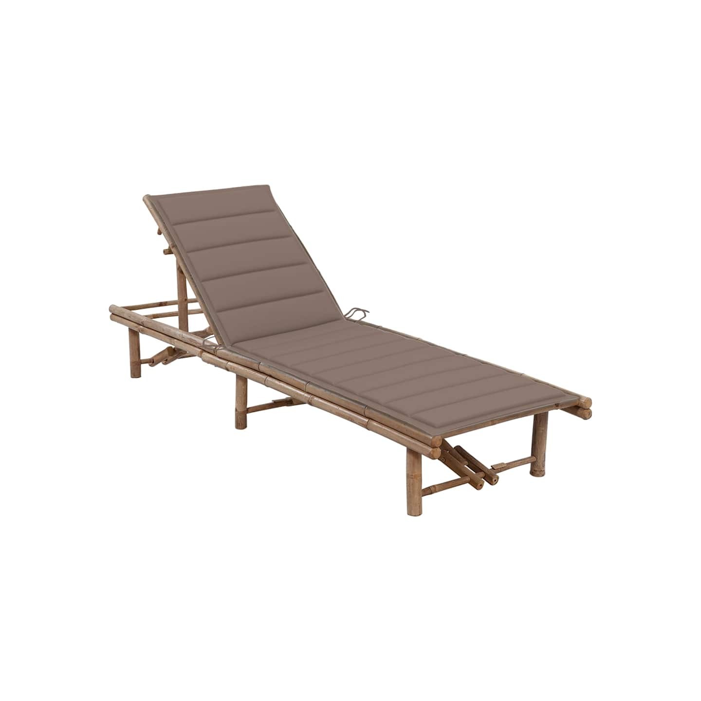 Chaise longue de jardin avec coussin Bambou