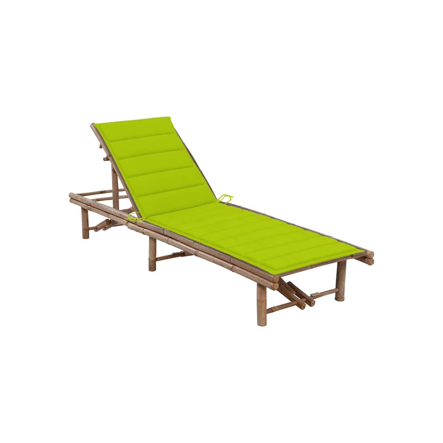 Chaise longue de jardin avec coussin Bambou