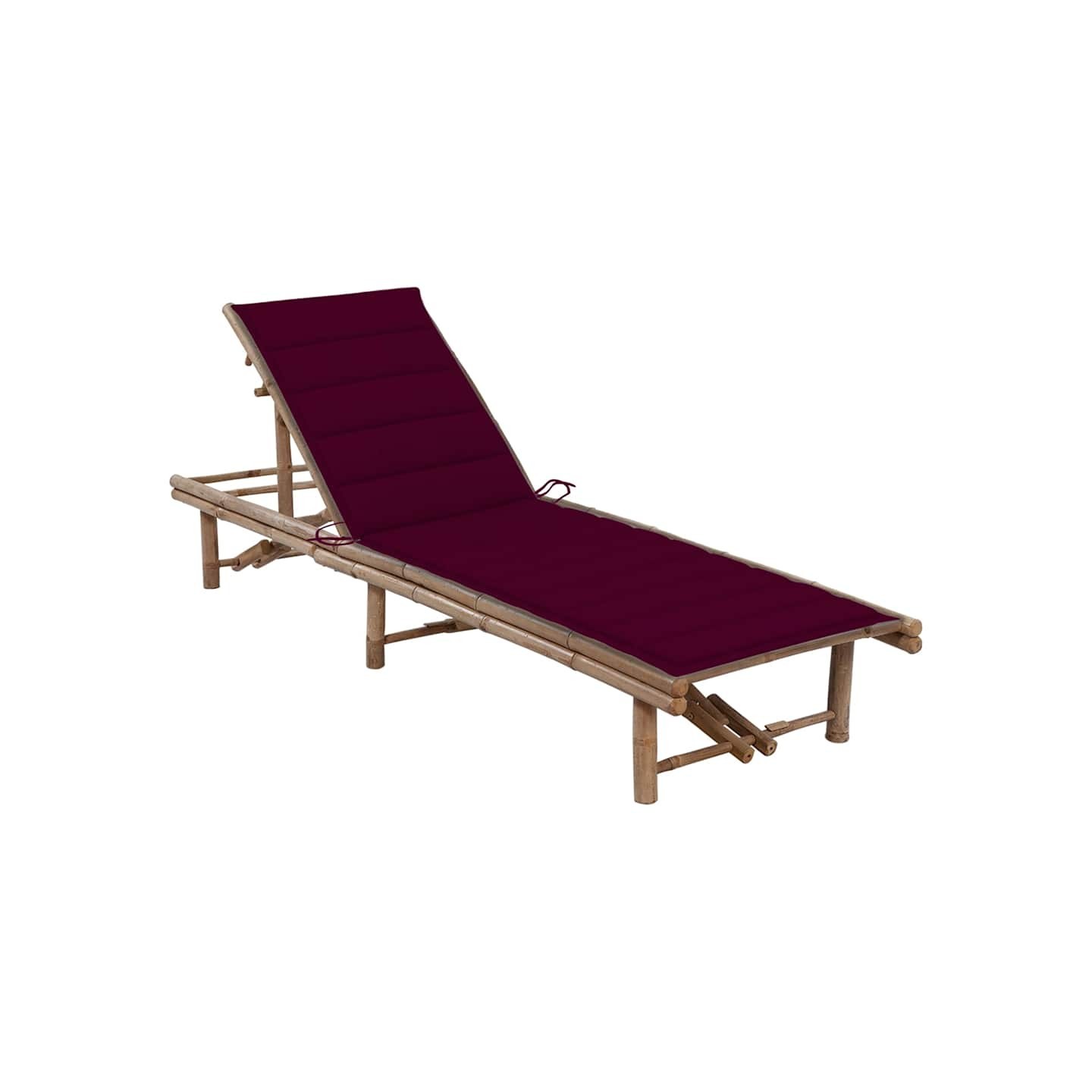 Chaise longue de jardin avec coussin Bambou