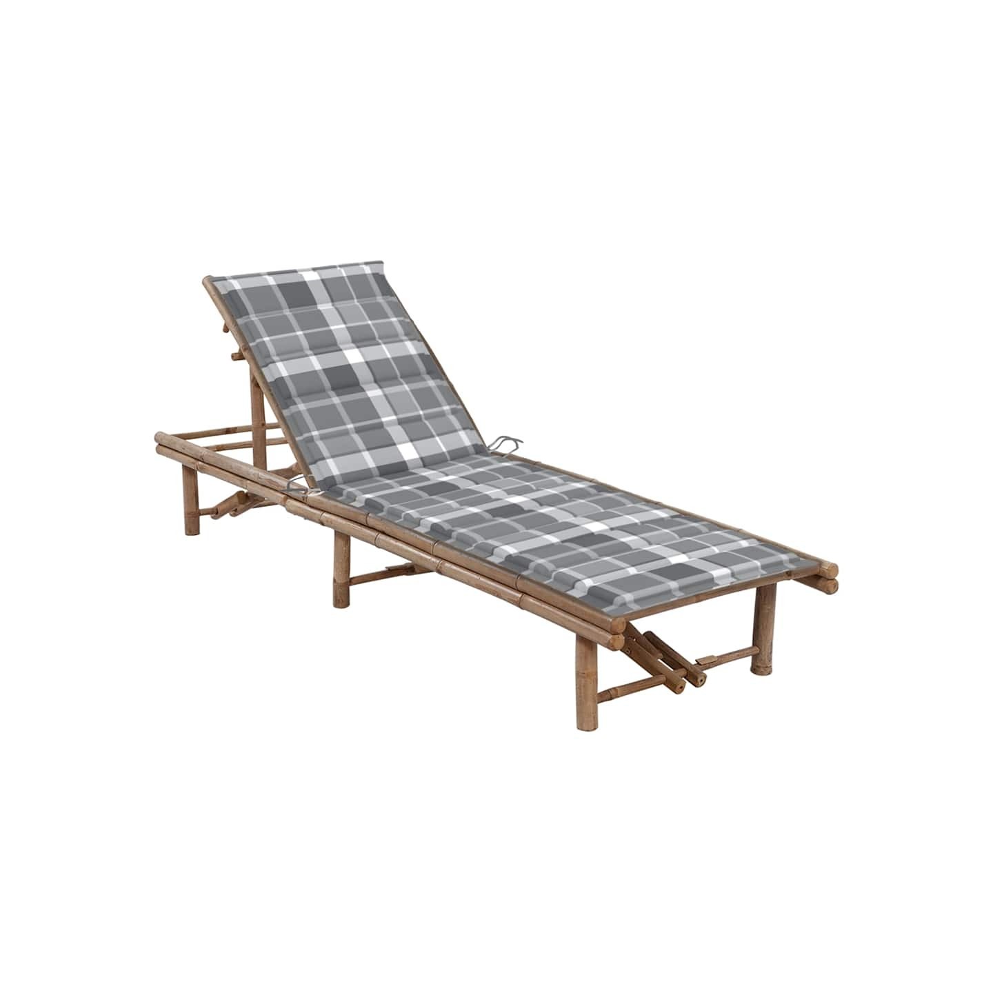 Chaise longue de jardin avec coussin Bambou