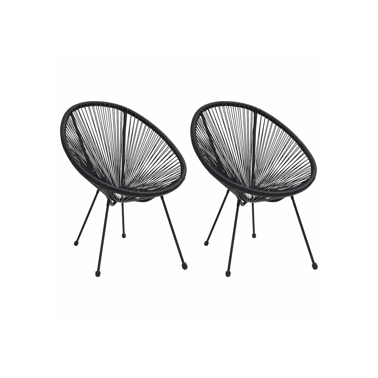 Chaises de jardin en forme de lune lot de 2 Rotin Noir