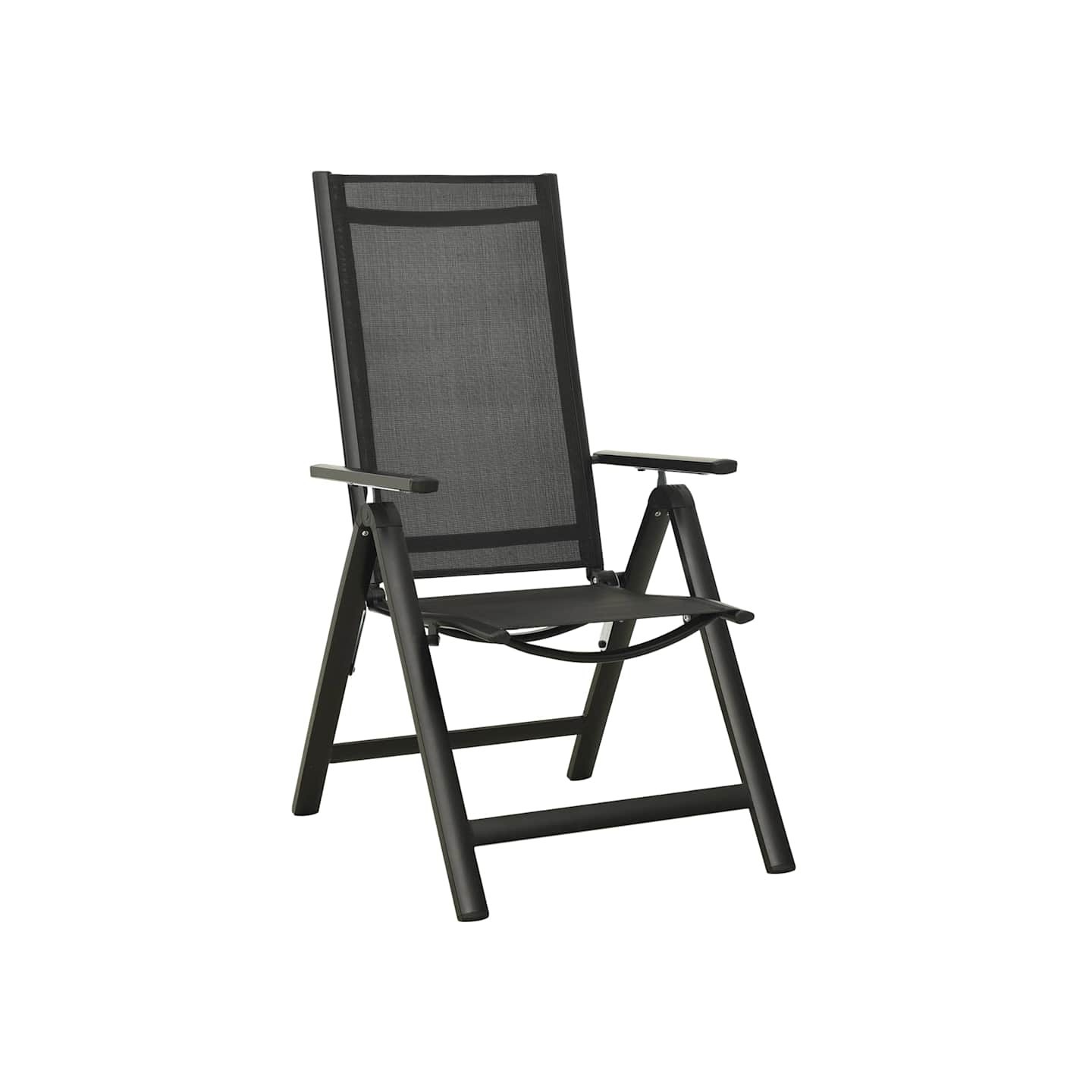 Chaises pliantes 2 pièces en textilène et aluminium noir