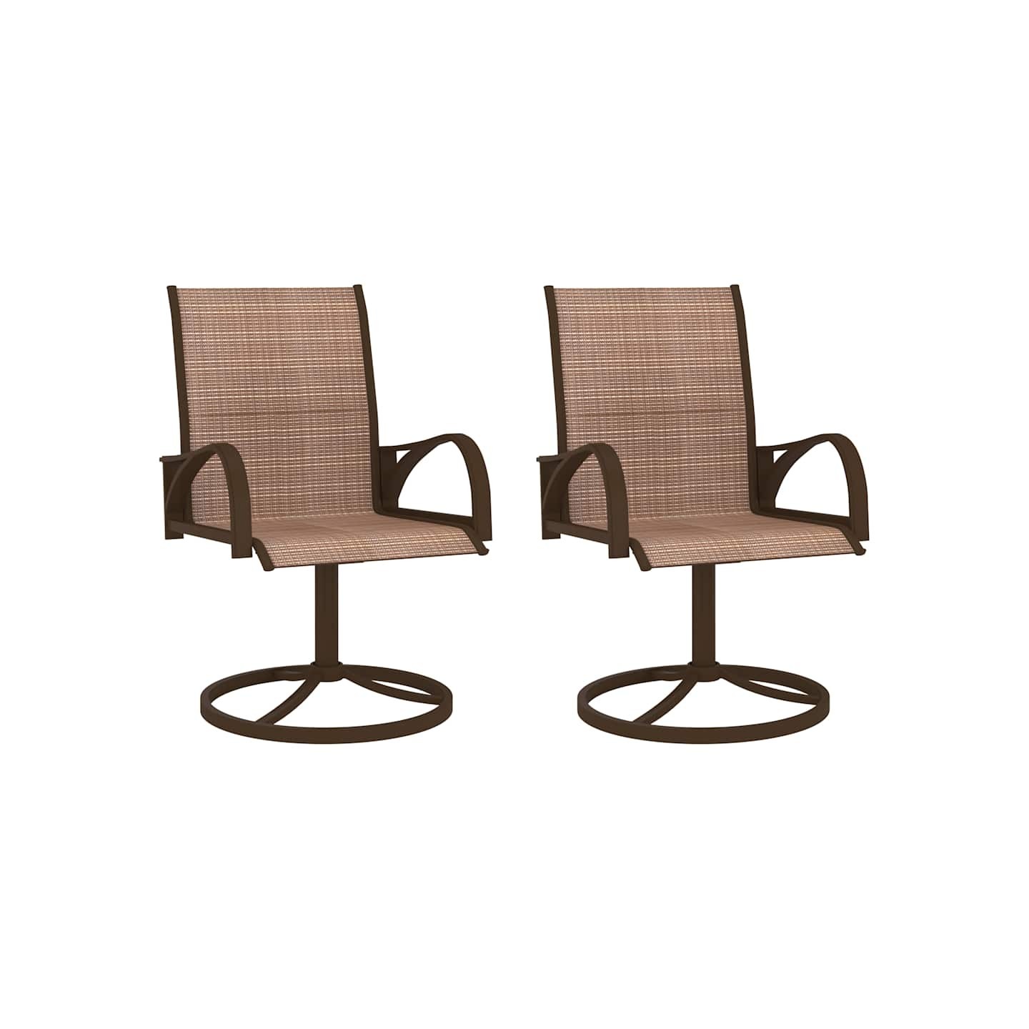 Chaises pivotantes de jardin lot de 2 Textilène et acier Marron