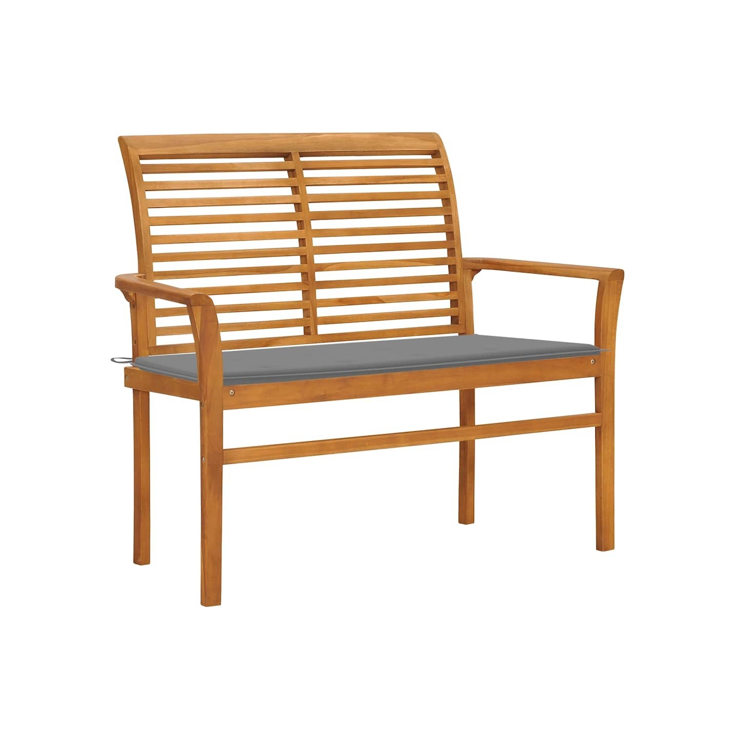 Banc de jardin avec coussin gris 112 cm Bois de teck massif