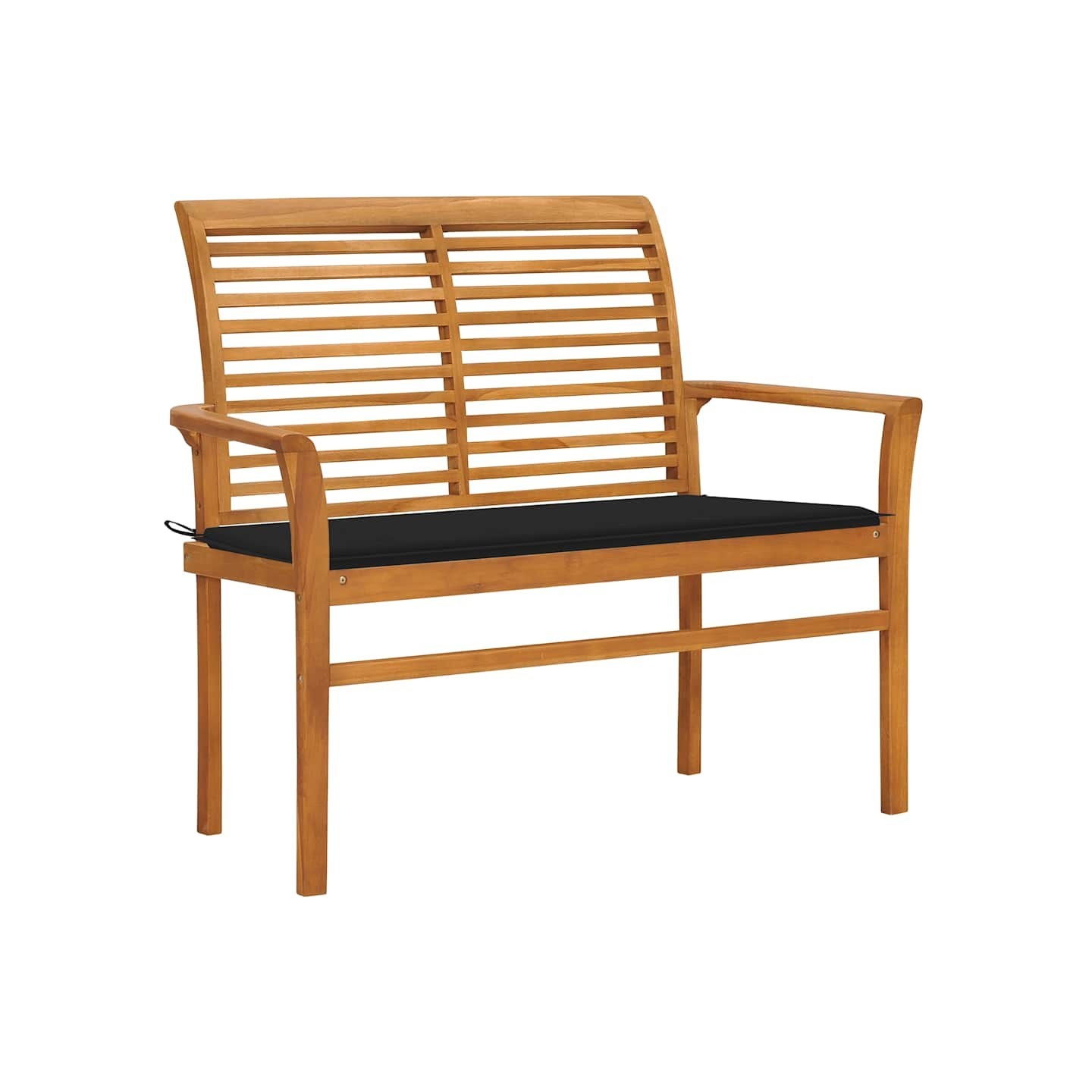 Banc de jardin avec coussin noir 112 cm Bois de teck massif