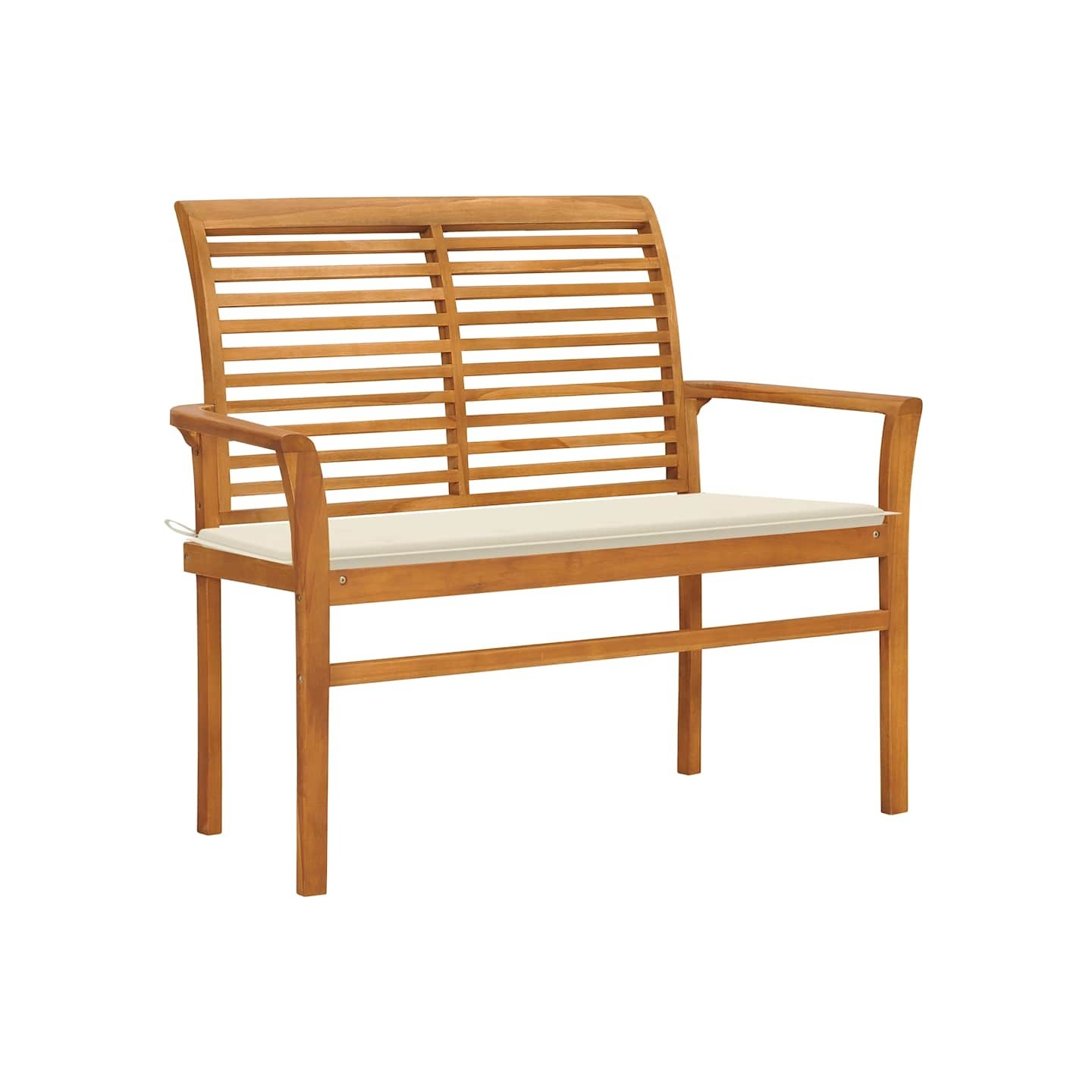 Banc de jardin avec coussin crème 112 cm Bois de teck massif