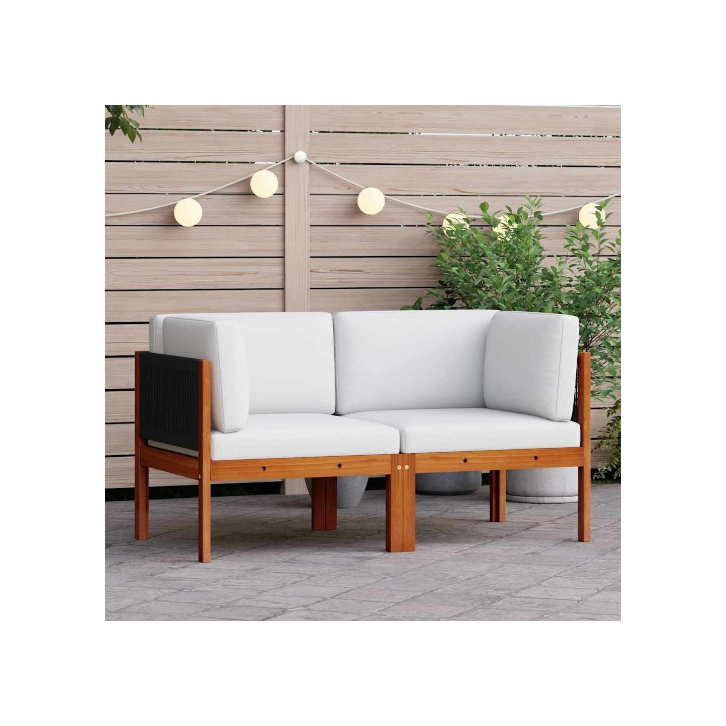 Canapés d'angle de jardin 2 pcs avec coussins bois d'acacia
