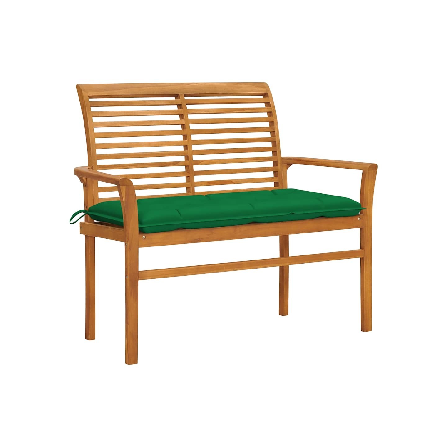 Banc de jardin avec coussin vert 112 cm Bois de teck massif