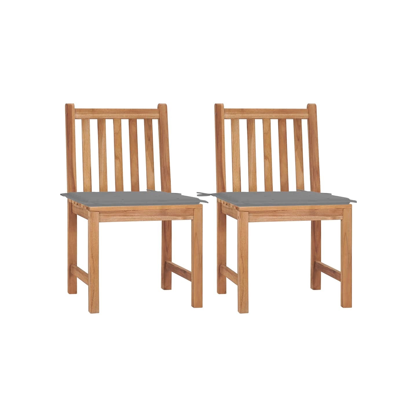 Chaises de jardin lot de 2 avec coussins Bois de teck massif