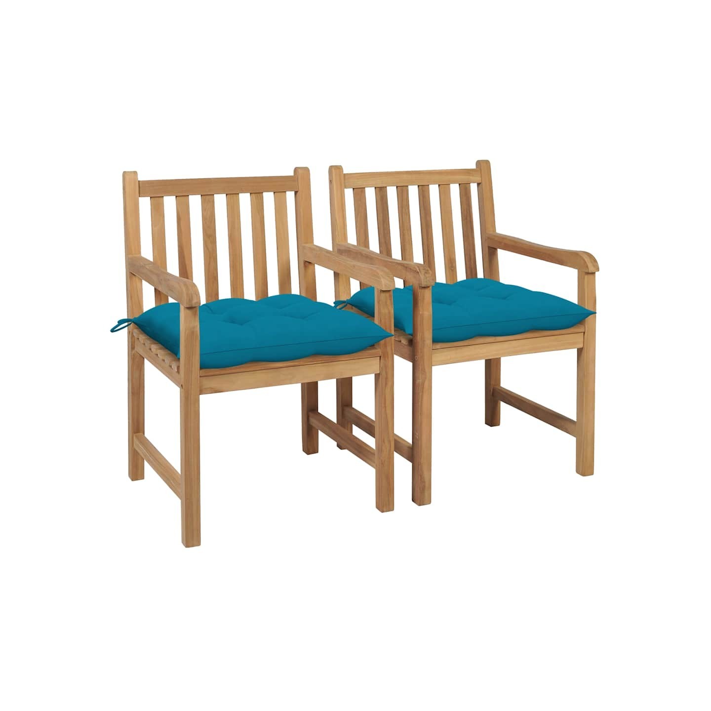 Chaises de jardin lot de 2 et coussins bleu clair Bois de teck