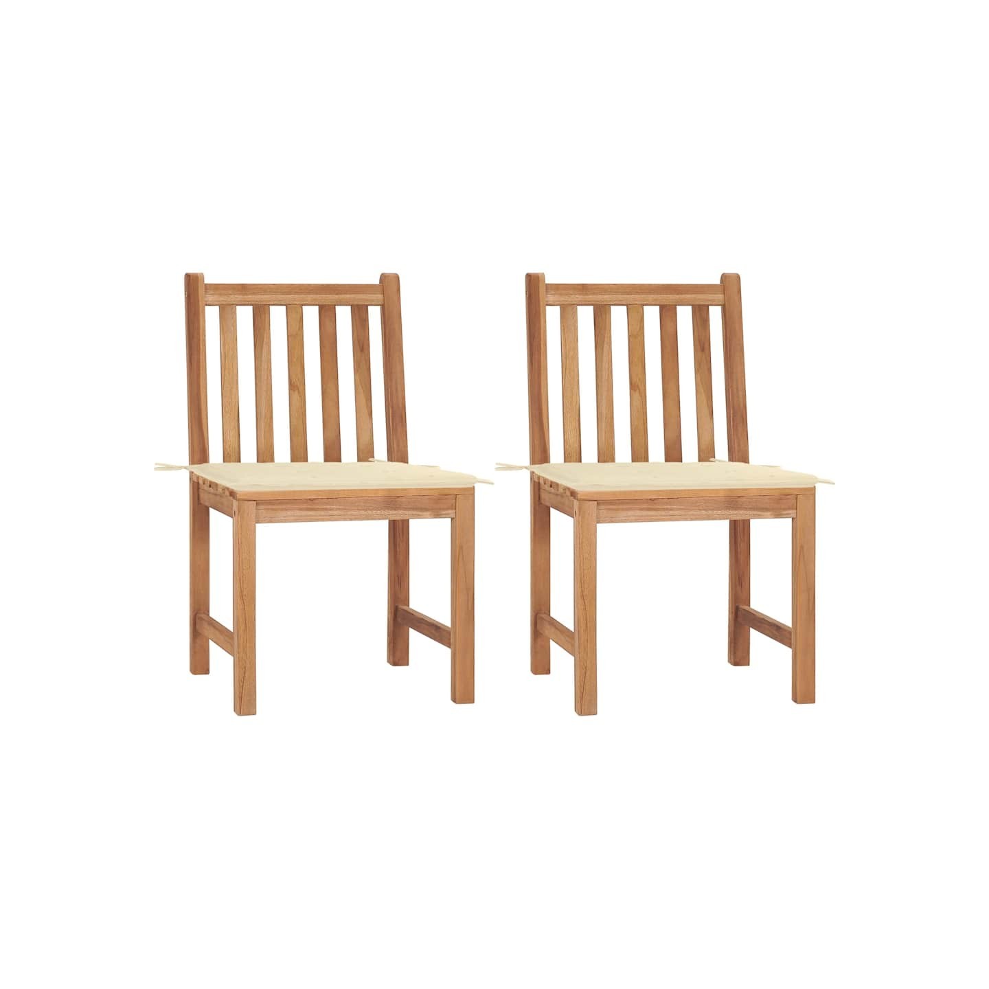 Chaises de jardin lot de 2 avec coussins Bois de teck massif