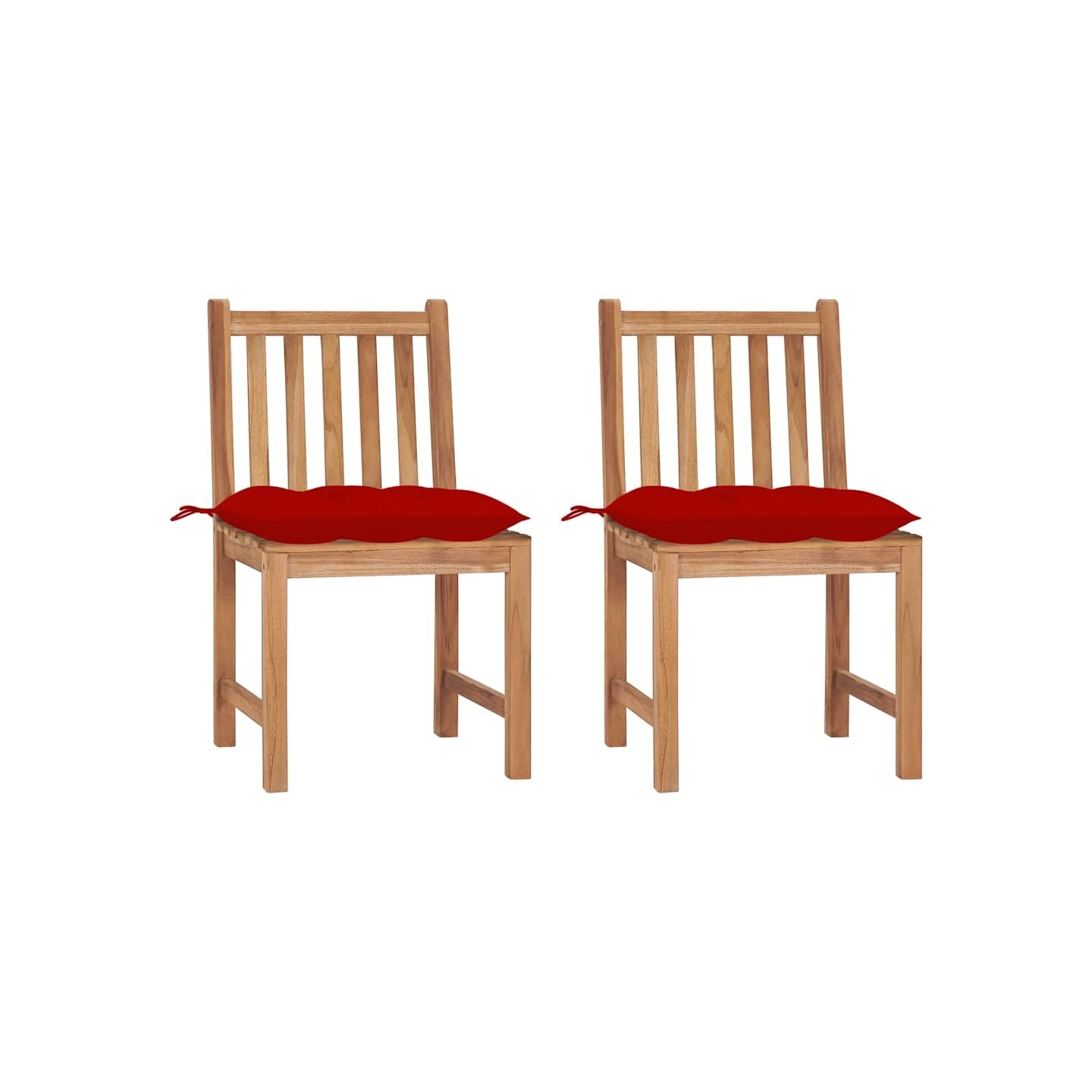 Chaises de jardin lot de 2 avec coussins Bois de teck massif