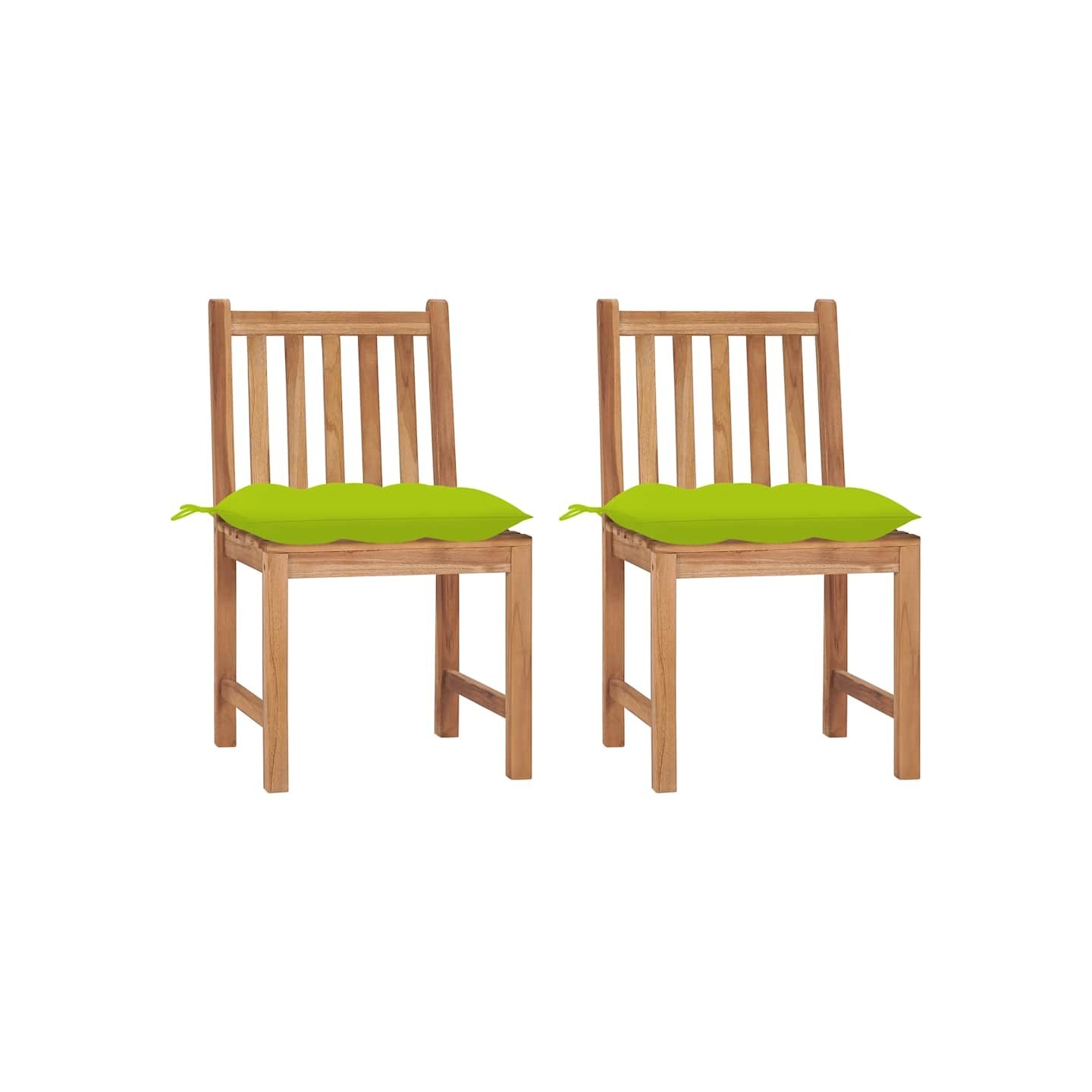 Chaises de jardin lot de 2 avec coussins Bois de teck massif