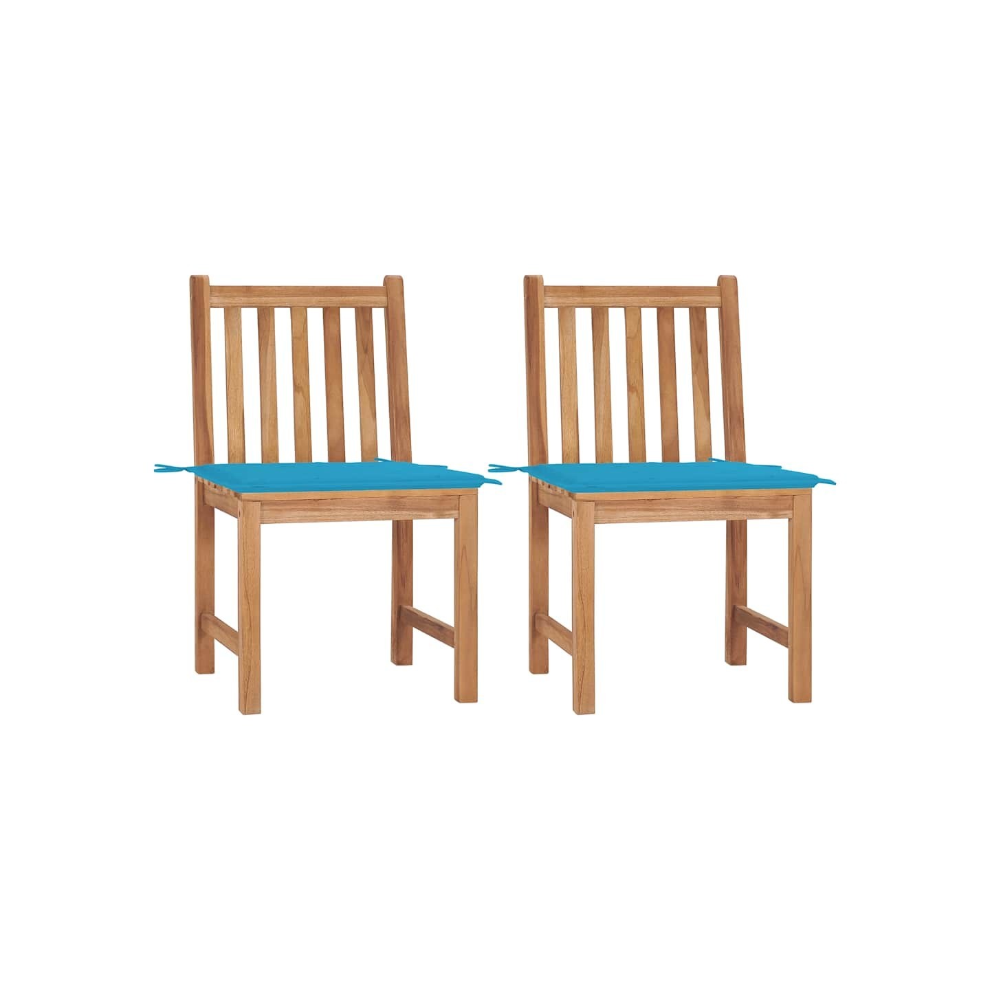 Chaises de jardin lot de 2 avec coussins Bois de teck massif