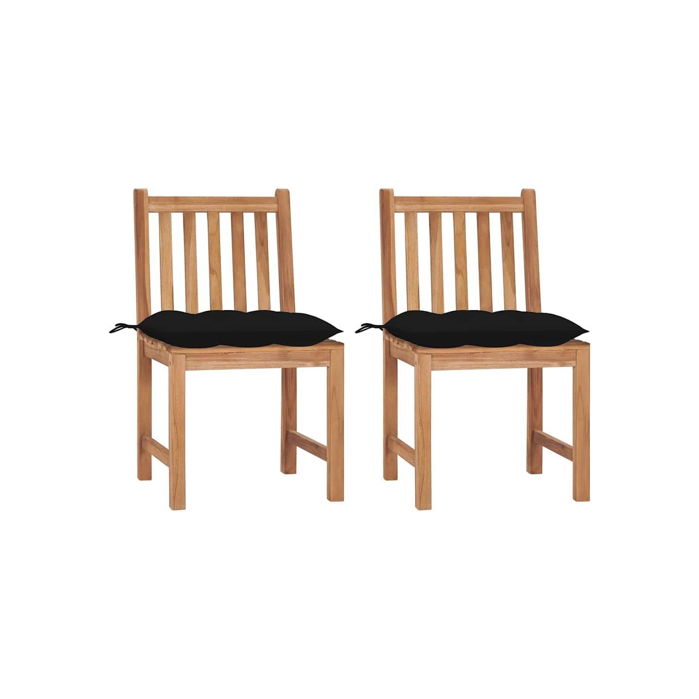 Chaises de jardin lot de 2 avec coussins Bois de teck massif