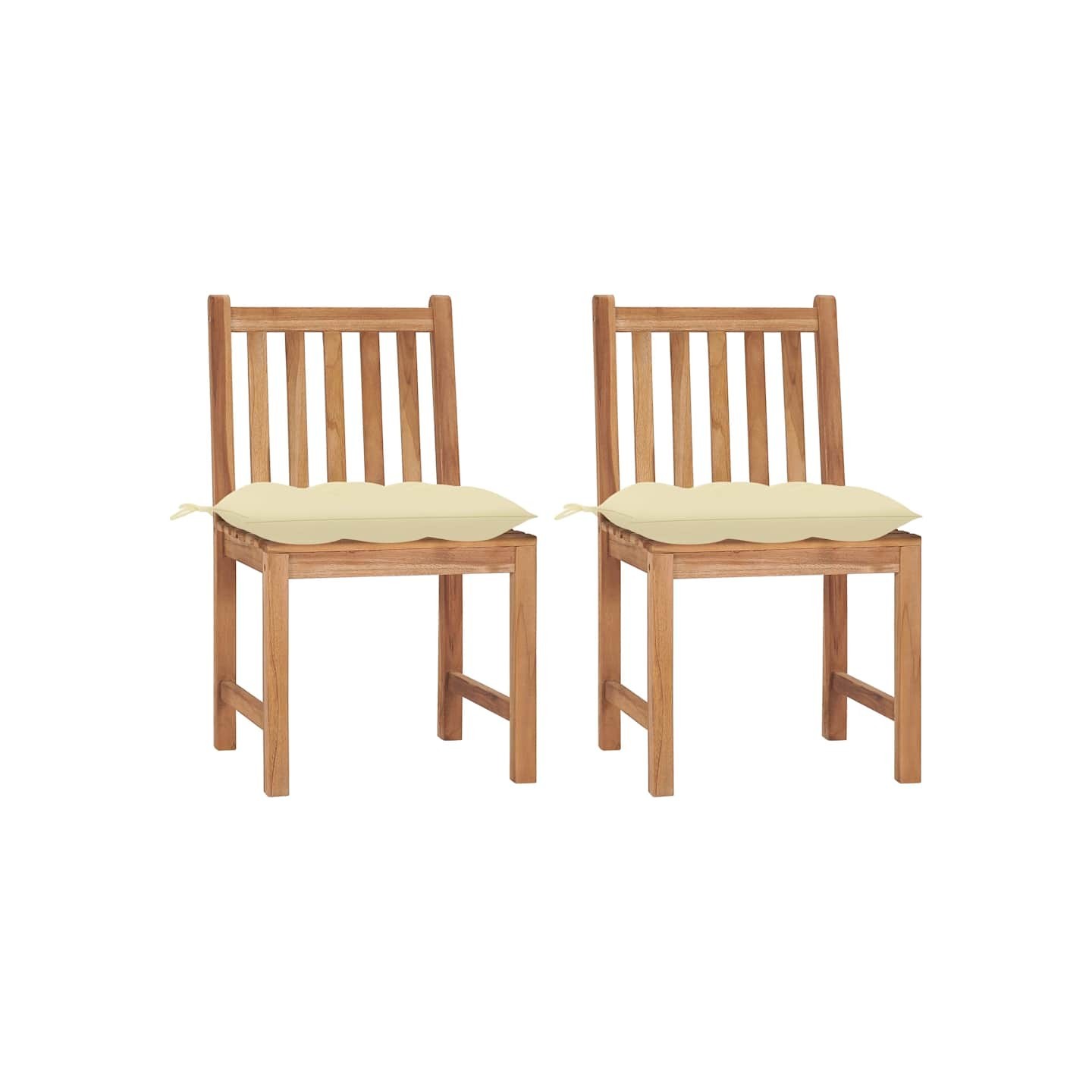 Chaises de jardin lot de 2 avec coussins Bois de teck massif