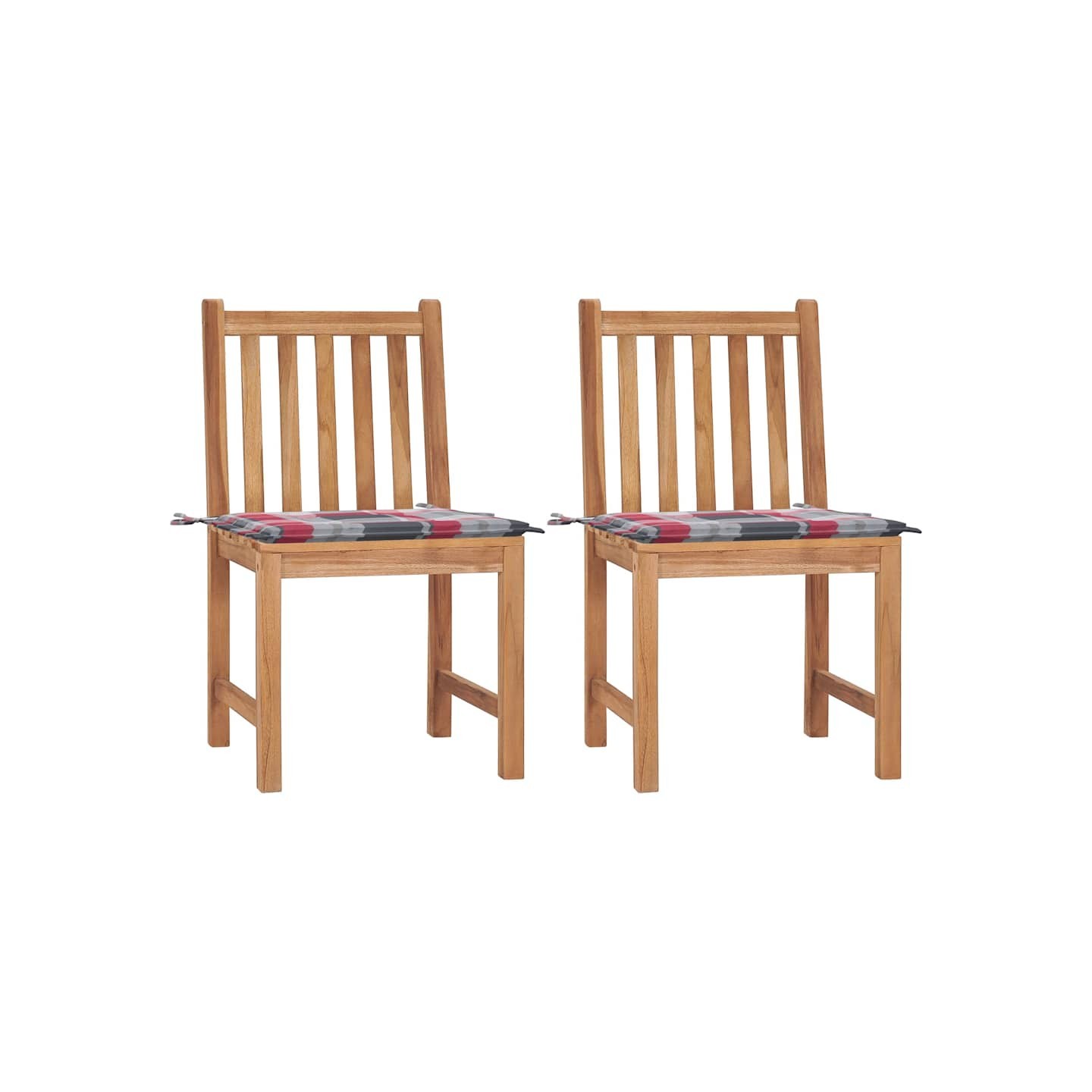 Chaises de jardin lot de 2 avec coussins Bois de teck massif