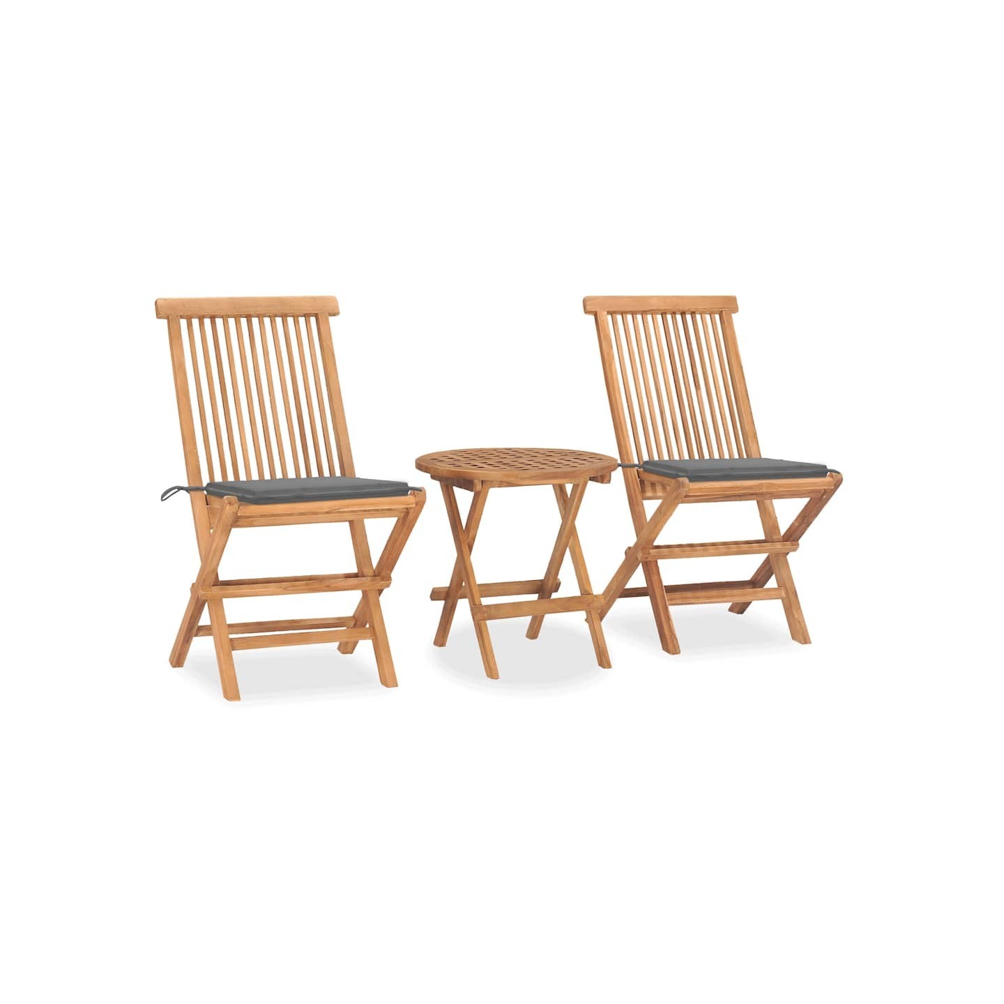 Ensemble à manger d'extérieur pliable avec coussin 3 pcs Teck