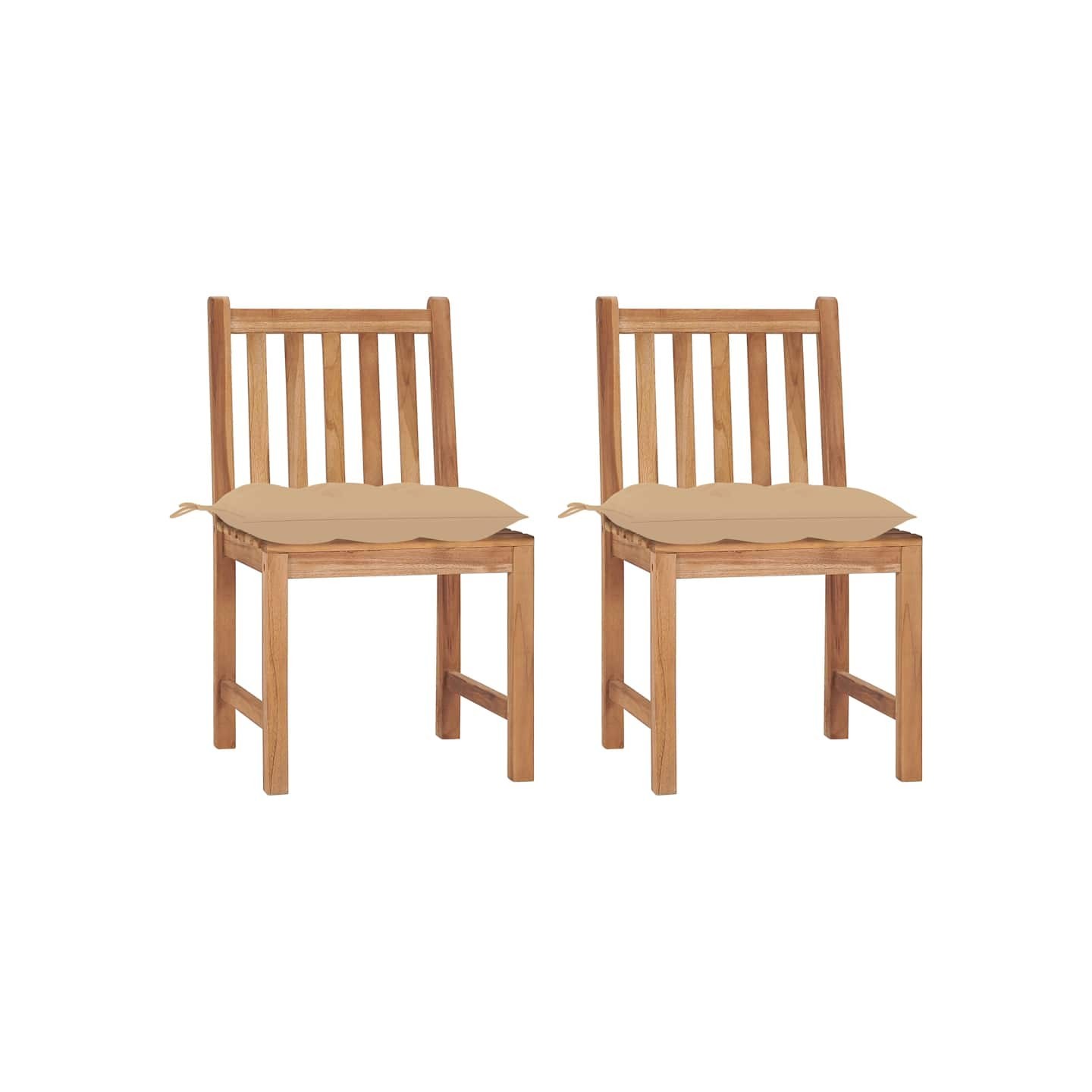 Chaises de jardin lot de 2 avec coussins Bois de teck massif