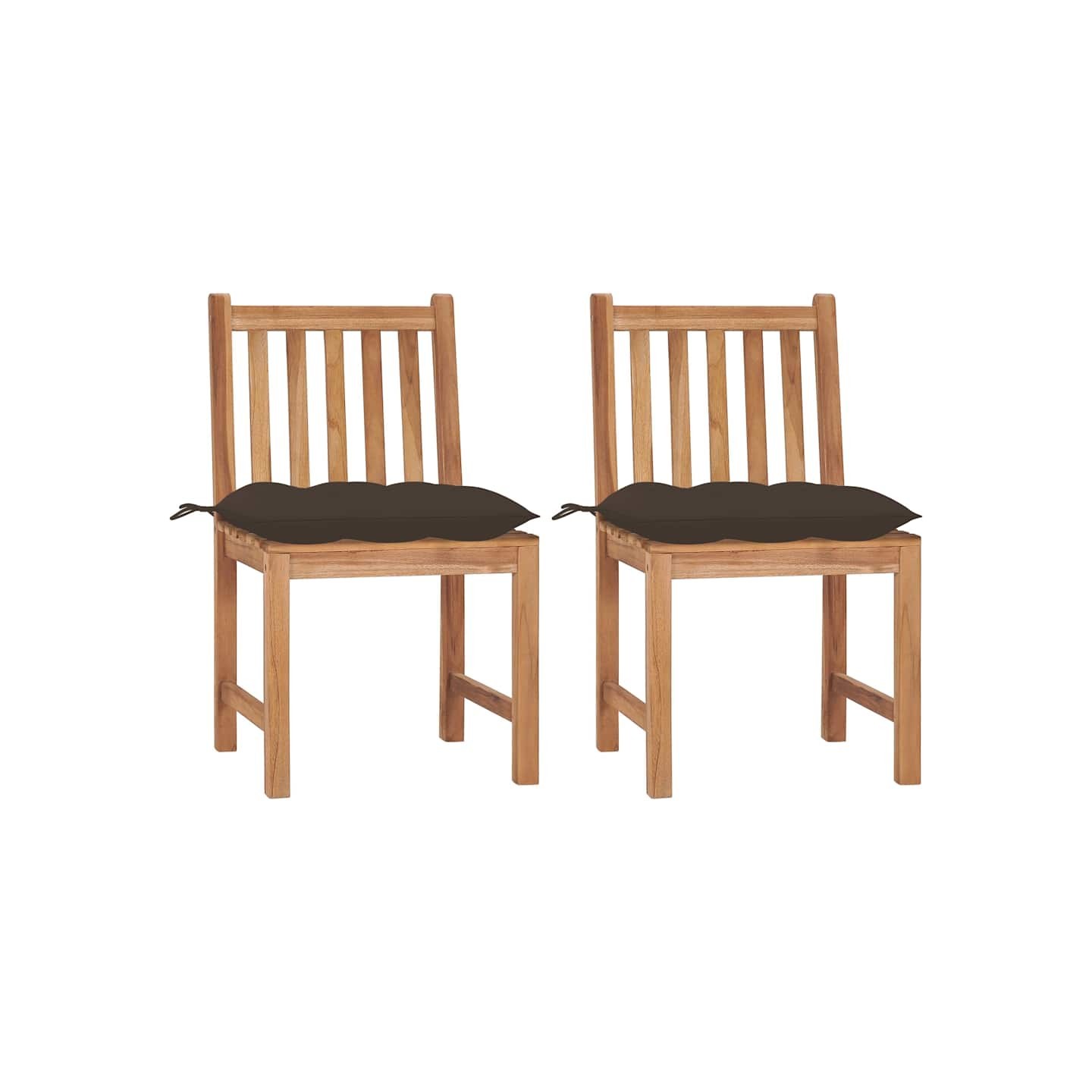Chaises de jardin lot de 2 avec coussins Bois de teck massif