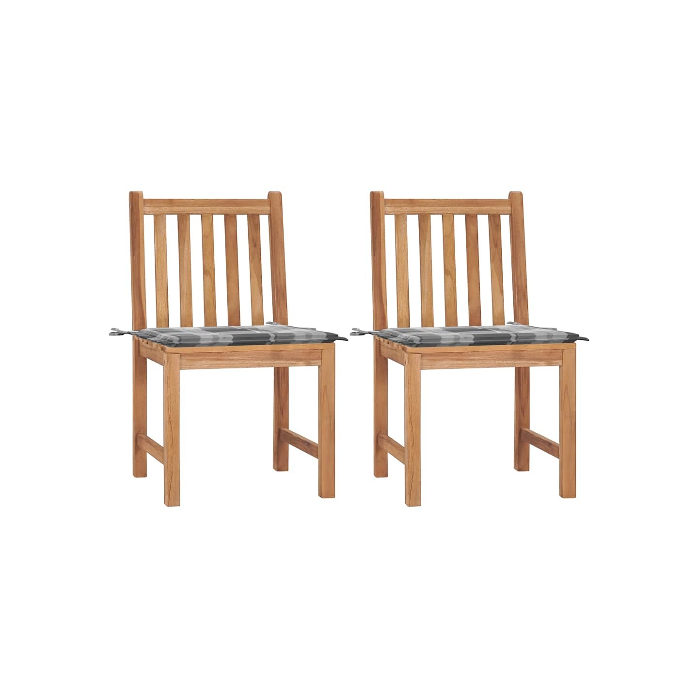 Chaises de jardin lot de 2 avec coussins Bois de teck massif
