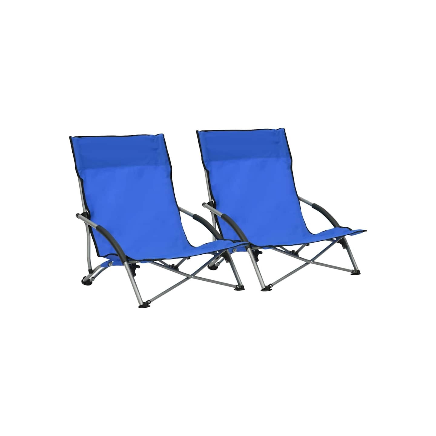 Chaises pliantes 2 pièces en tissu bleu