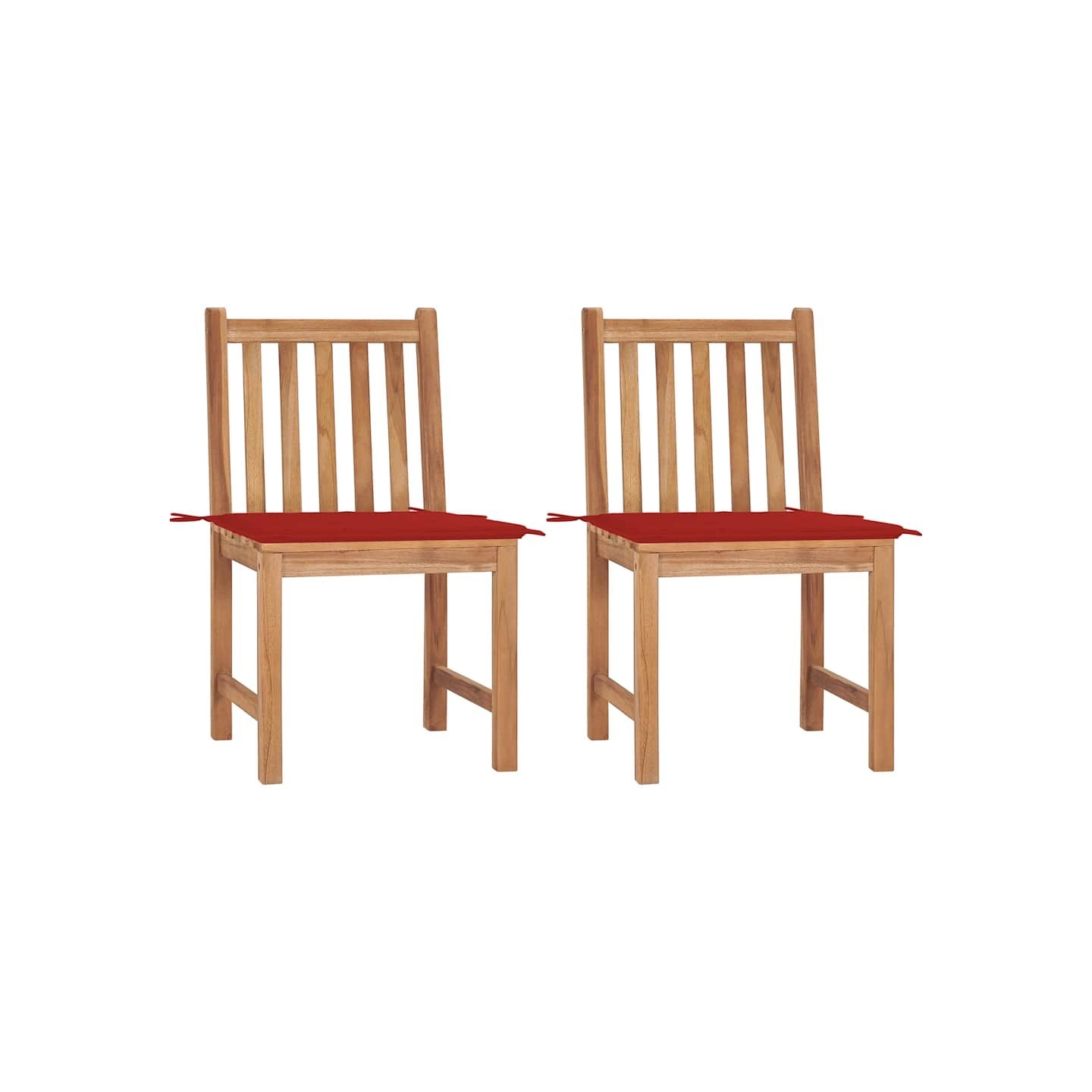 Chaises de jardin lot de 2 avec coussins Bois de teck massif