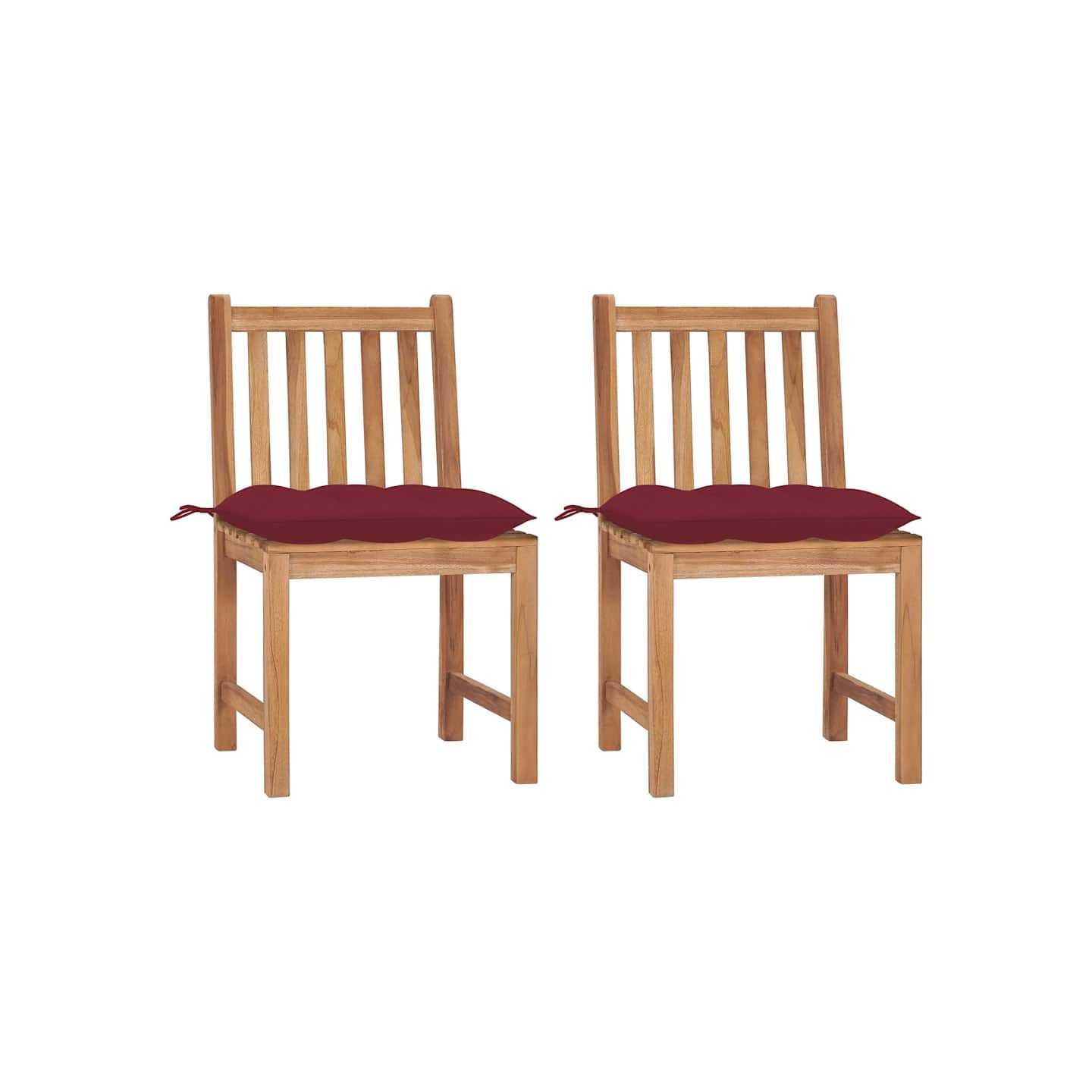 Chaises de jardin lot de 2 avec coussins Bois de teck massif