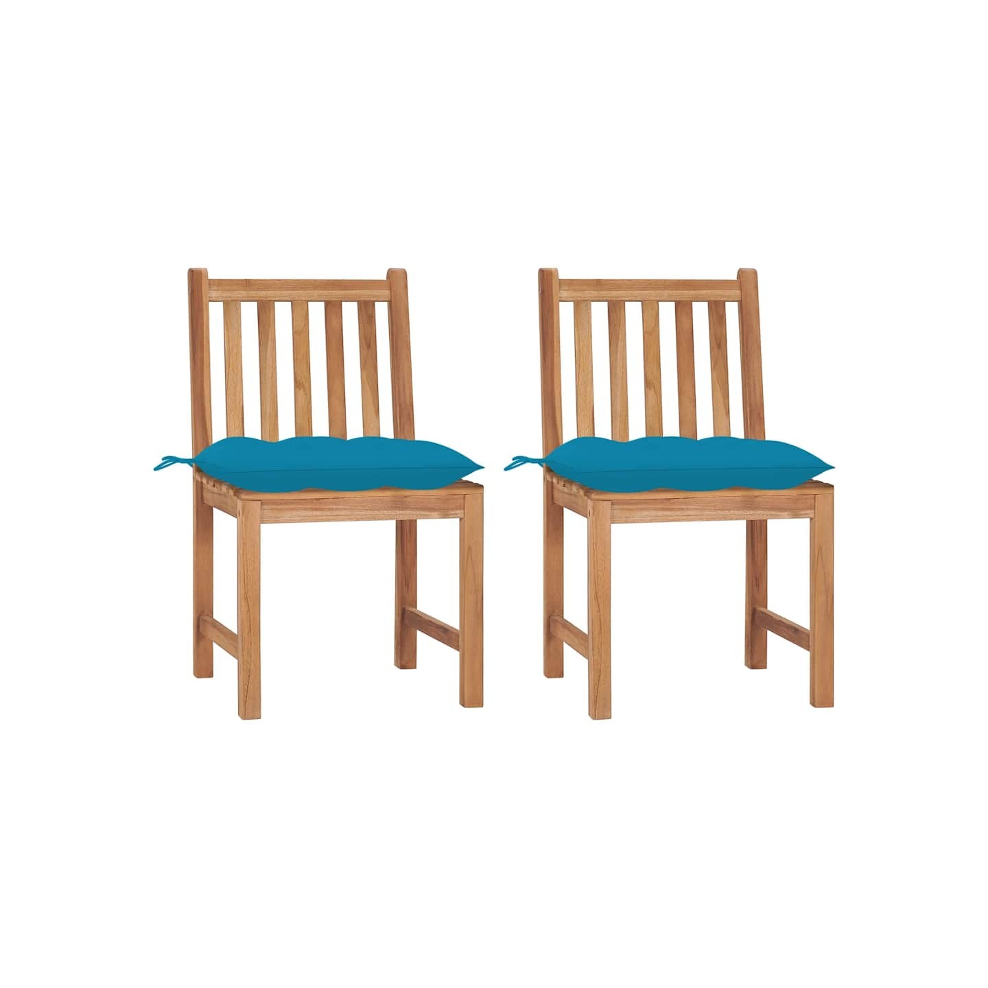 Chaises de jardin lot de 2 avec coussins Bois de teck massif