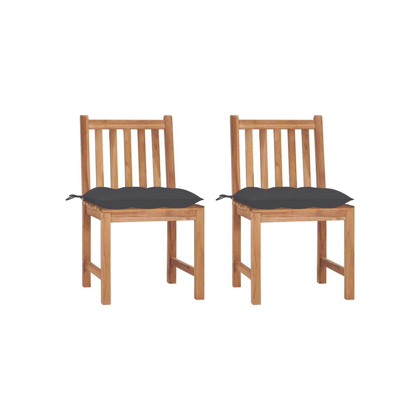 Chaises de jardin lot de 2 avec coussins Bois de teck massif