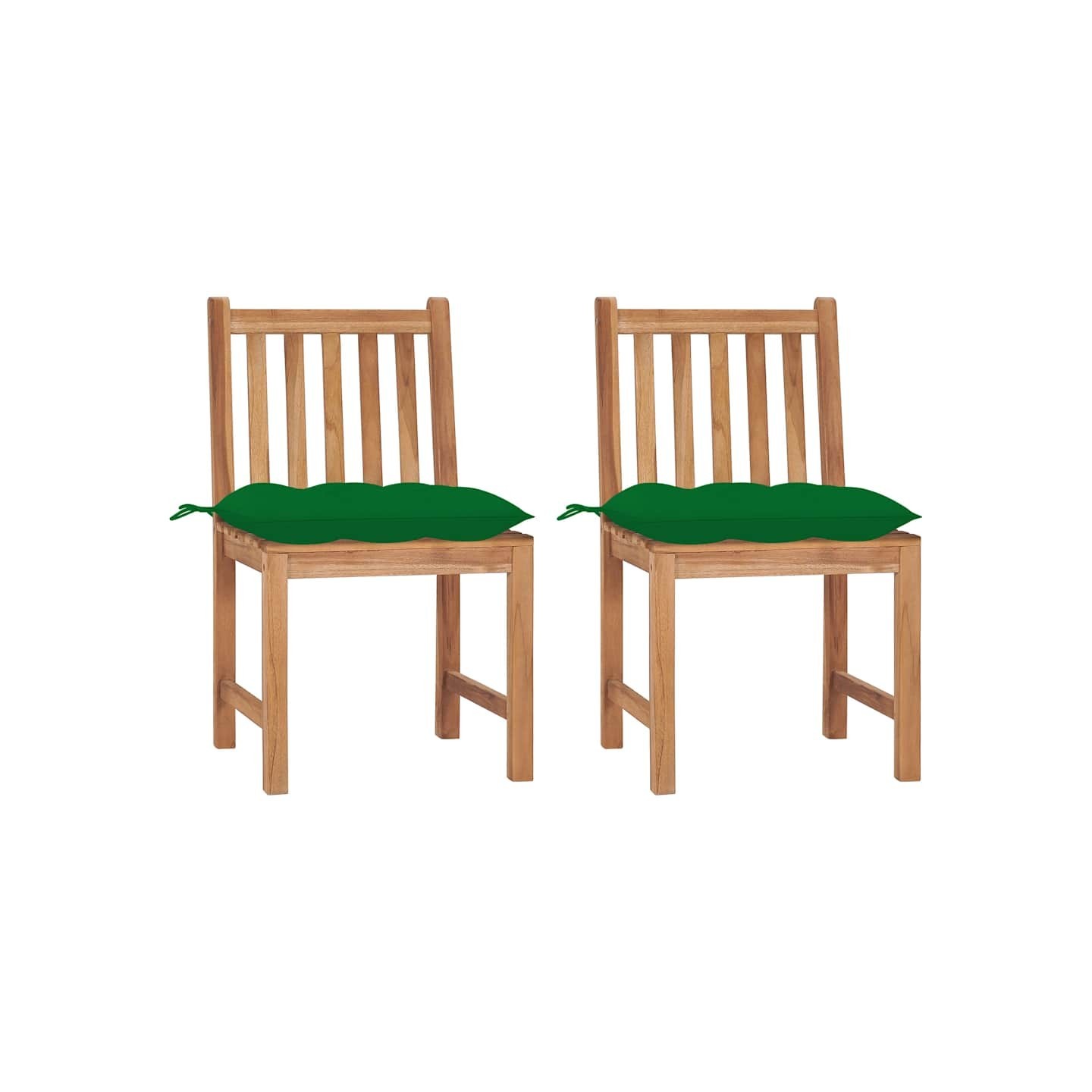 Chaises de jardin lot de 2 avec coussins Bois de teck massif