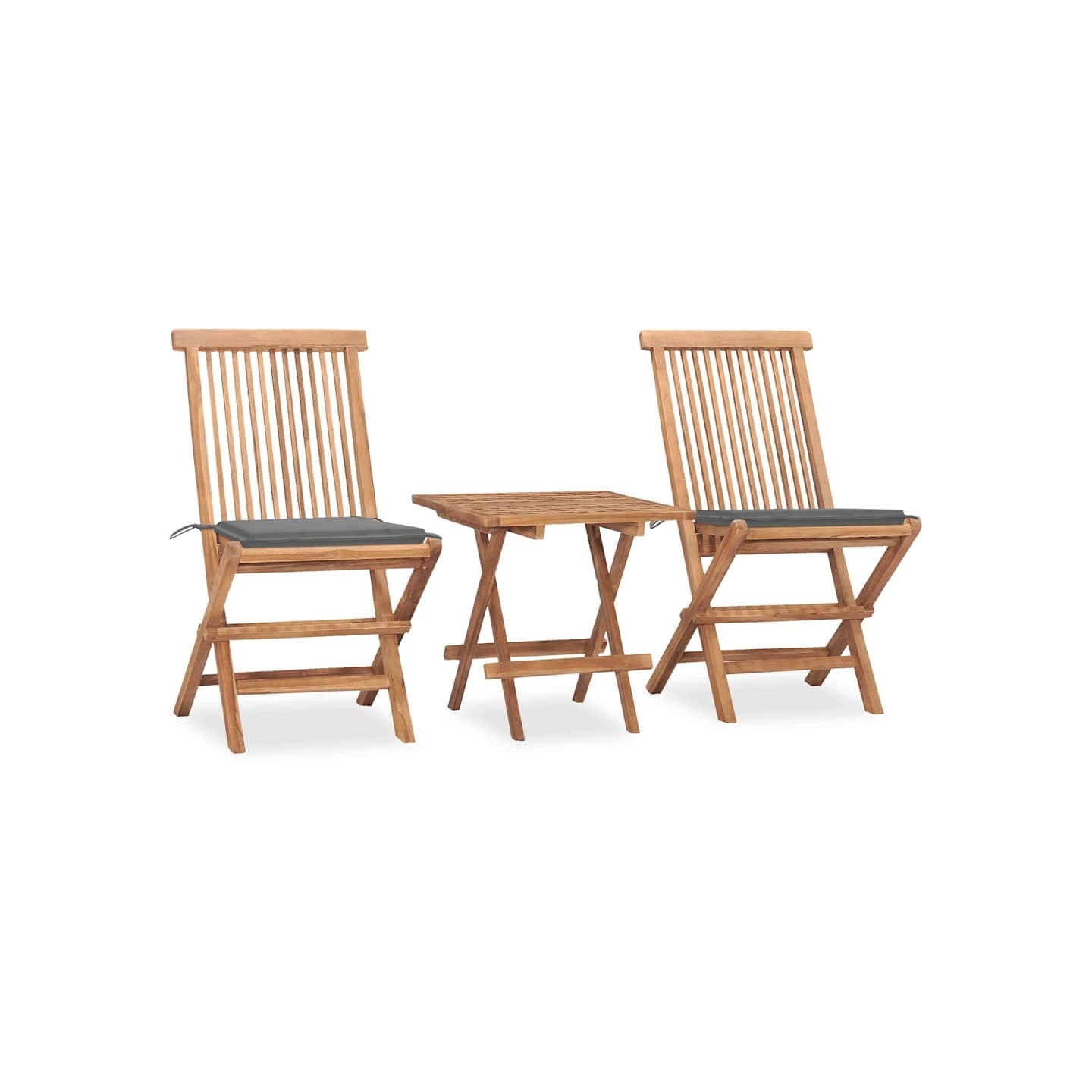 Ensemble à manger d'extérieur pliable avec coussin 3 pcs Teck