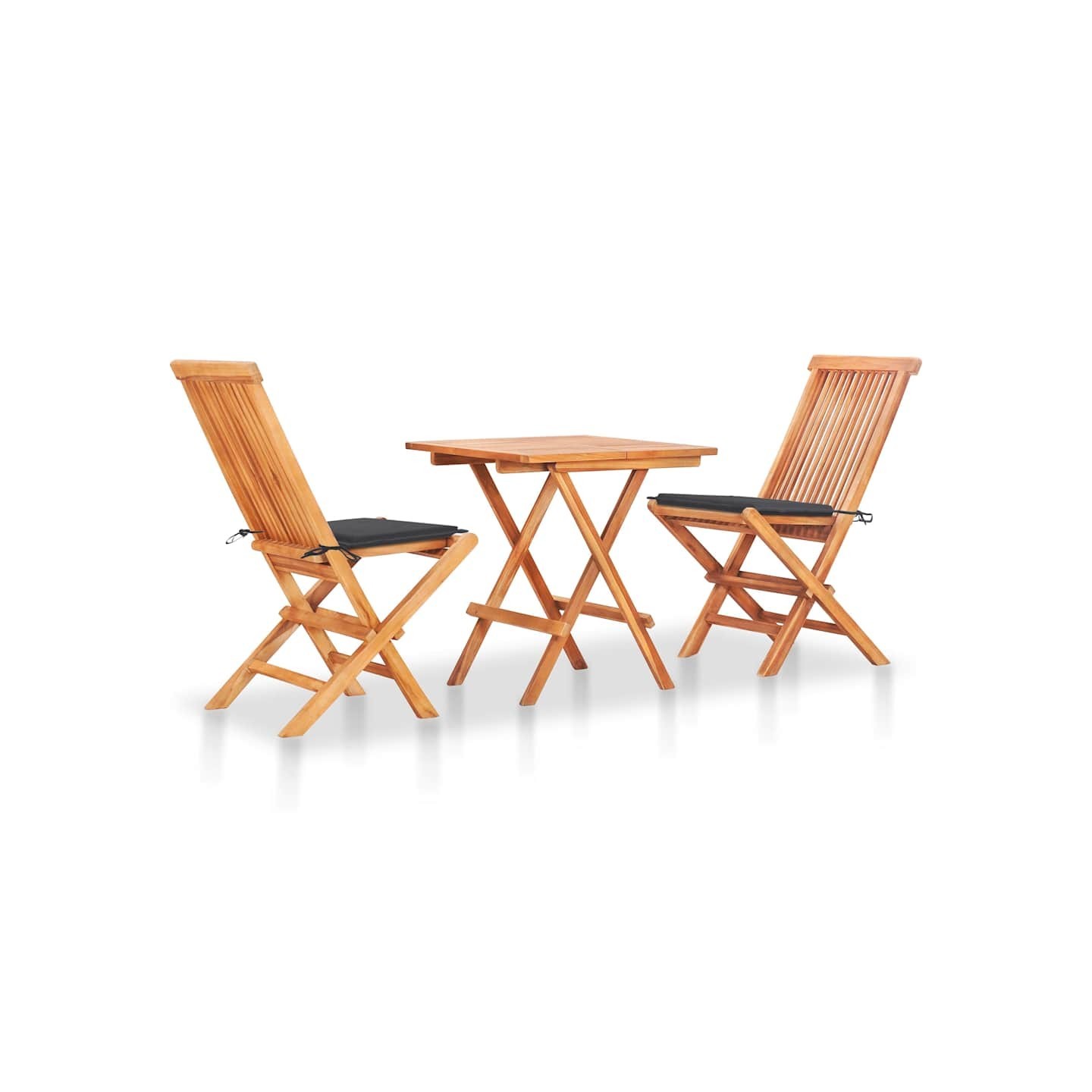 Ensemble de bistro 3 pcs avec coussins anthracite Bois de teck