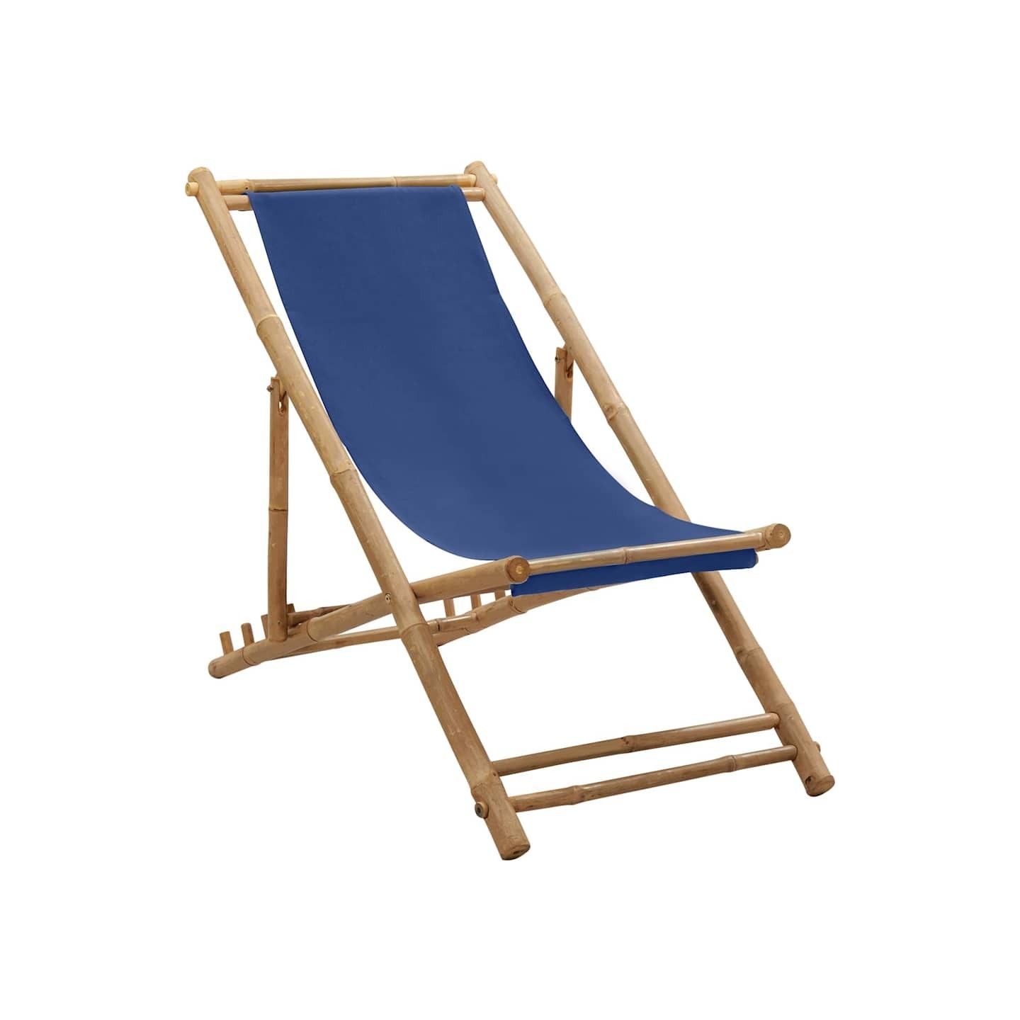 Chaise de terrasse Bambou et toile Bleu marine