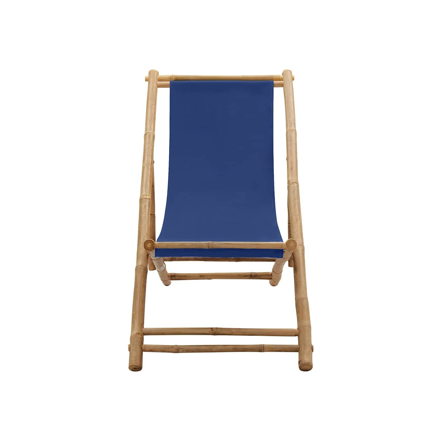 Chaise de terrasse Bambou et toile Bleu marine