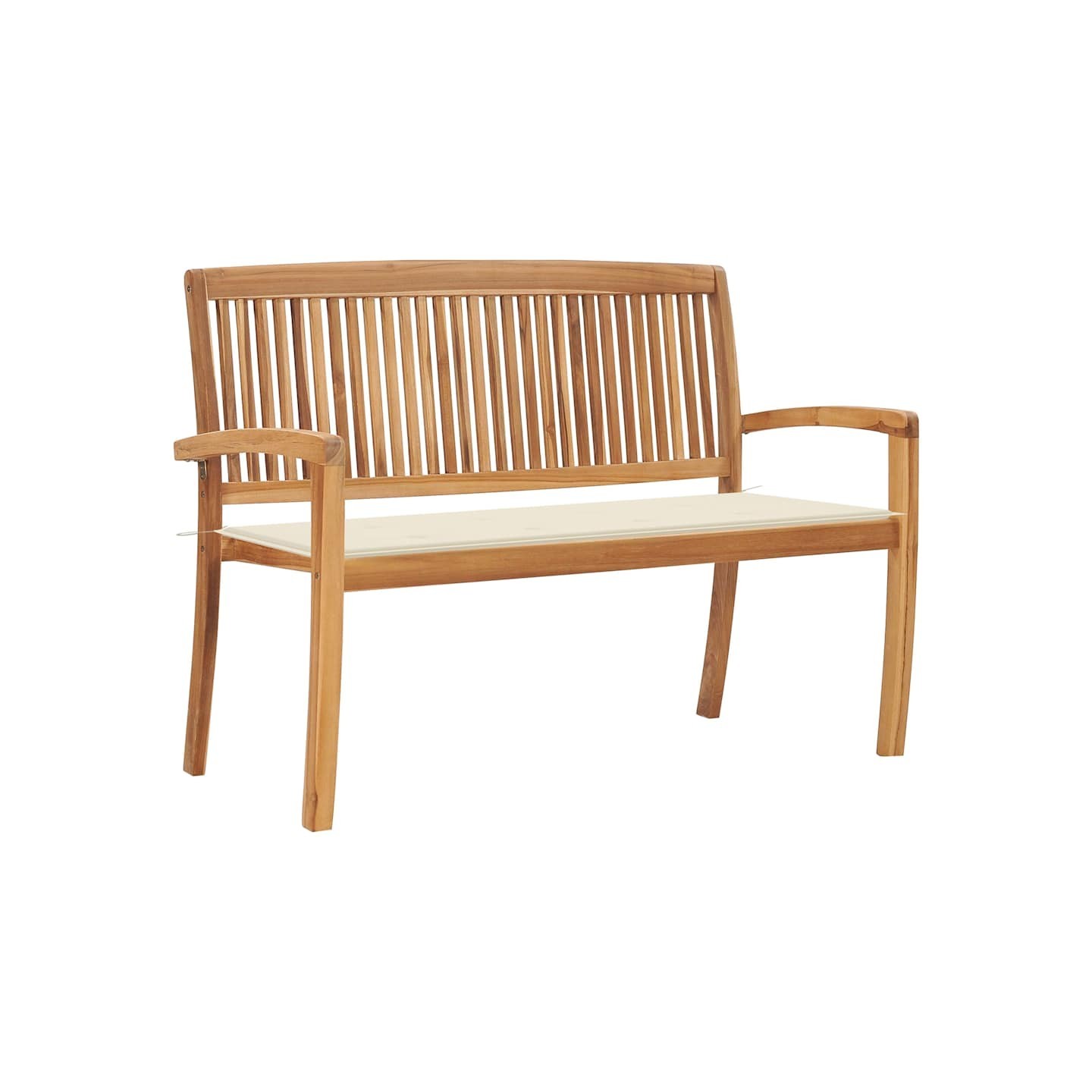 Banc de jardin empilable et coussin 128,5cm Bois de teck massif