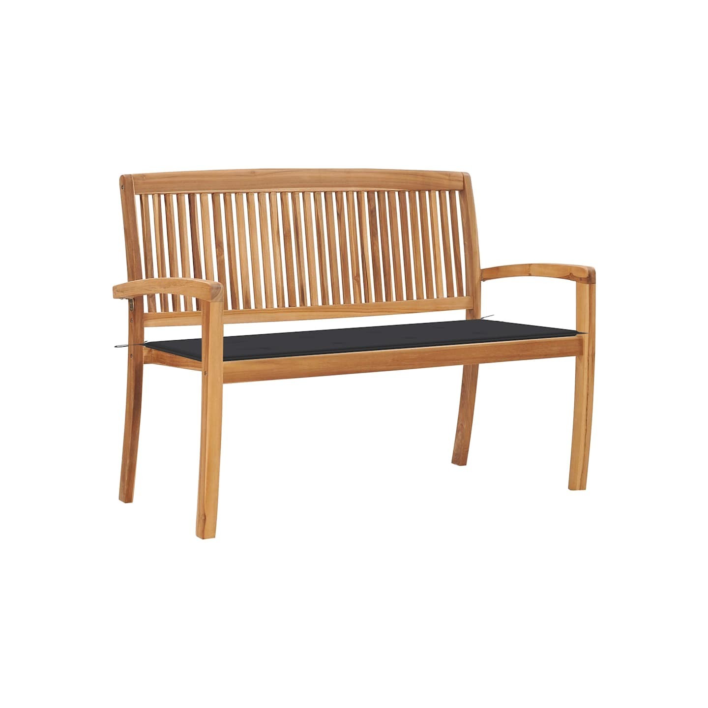 Banc de jardin empilable et coussin 128,5cm Bois de teck massif
