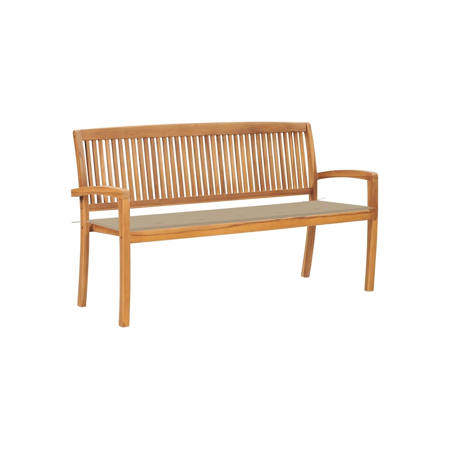 Banc de jardin empilable et coussin 159 cm Bois de teck massif