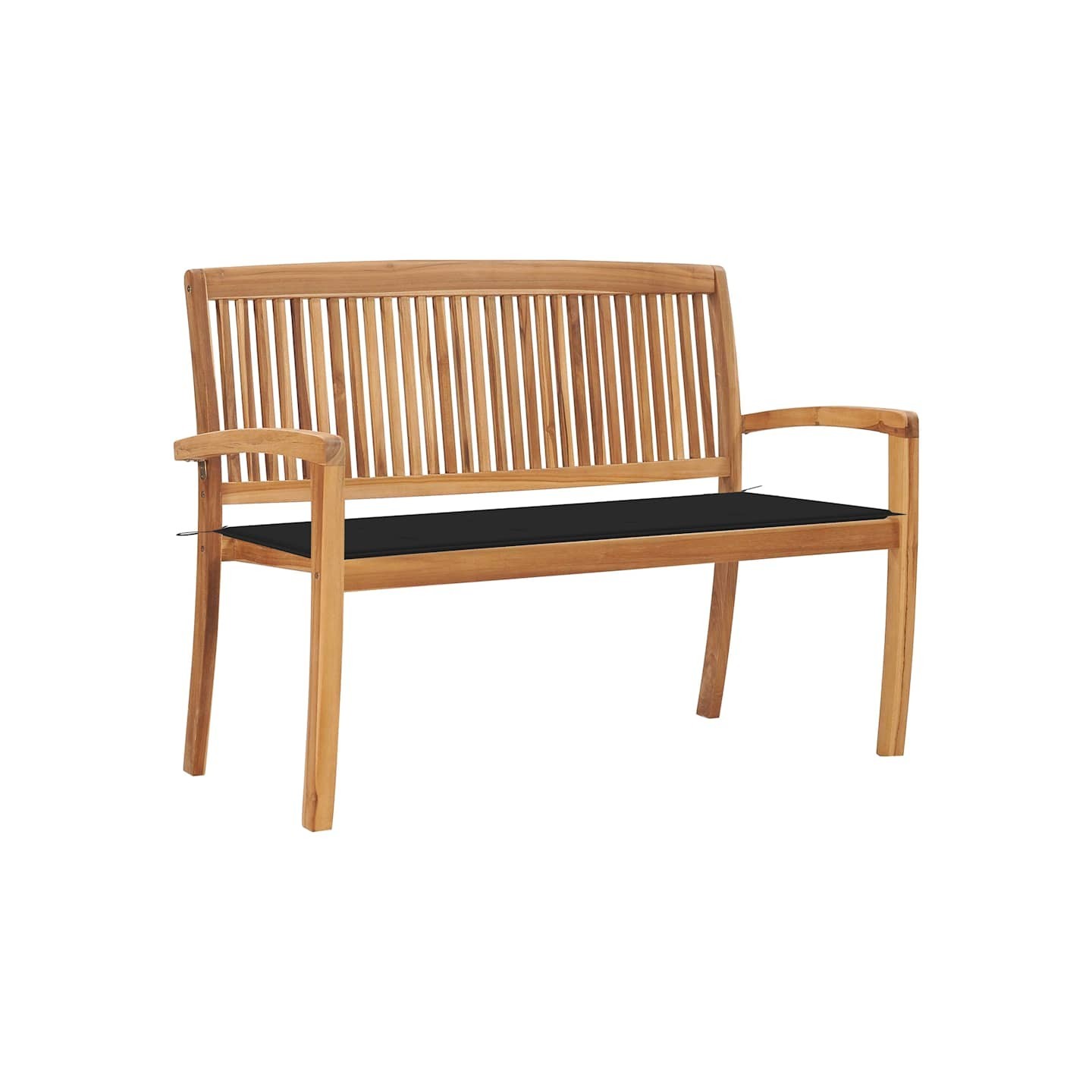 Banc de jardin empilable et coussin 128,5cm Bois de teck massif