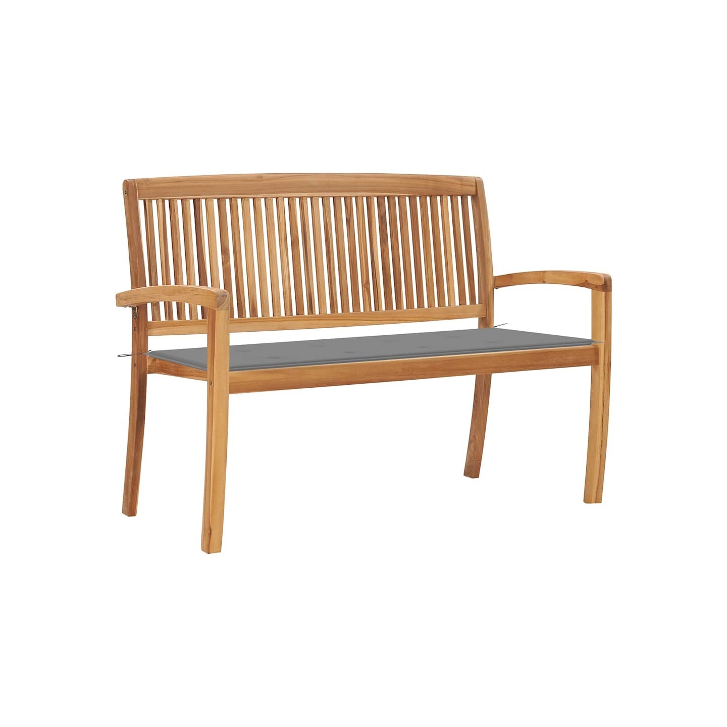 Banc de jardin empilable et coussin 128,5cm Bois de teck massif