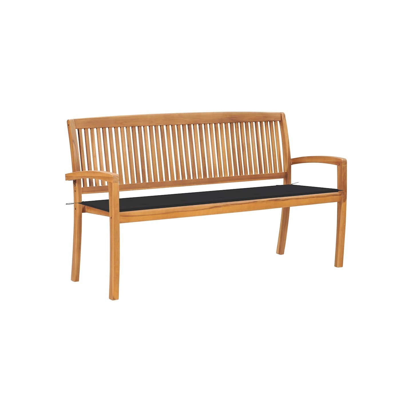 Banc de jardin empilable et coussin 159 cm Bois de teck massif