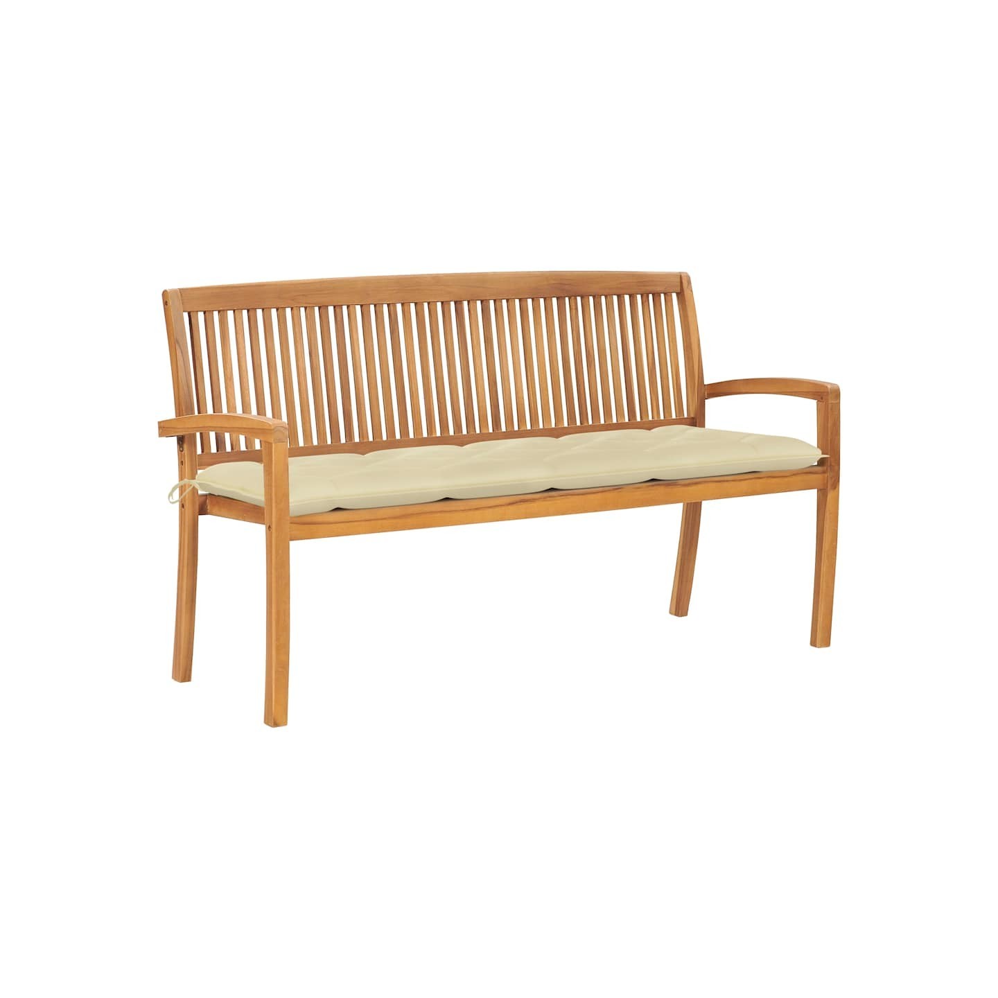 Banc de jardin empilable et coussin 159 cm Bois de teck massif