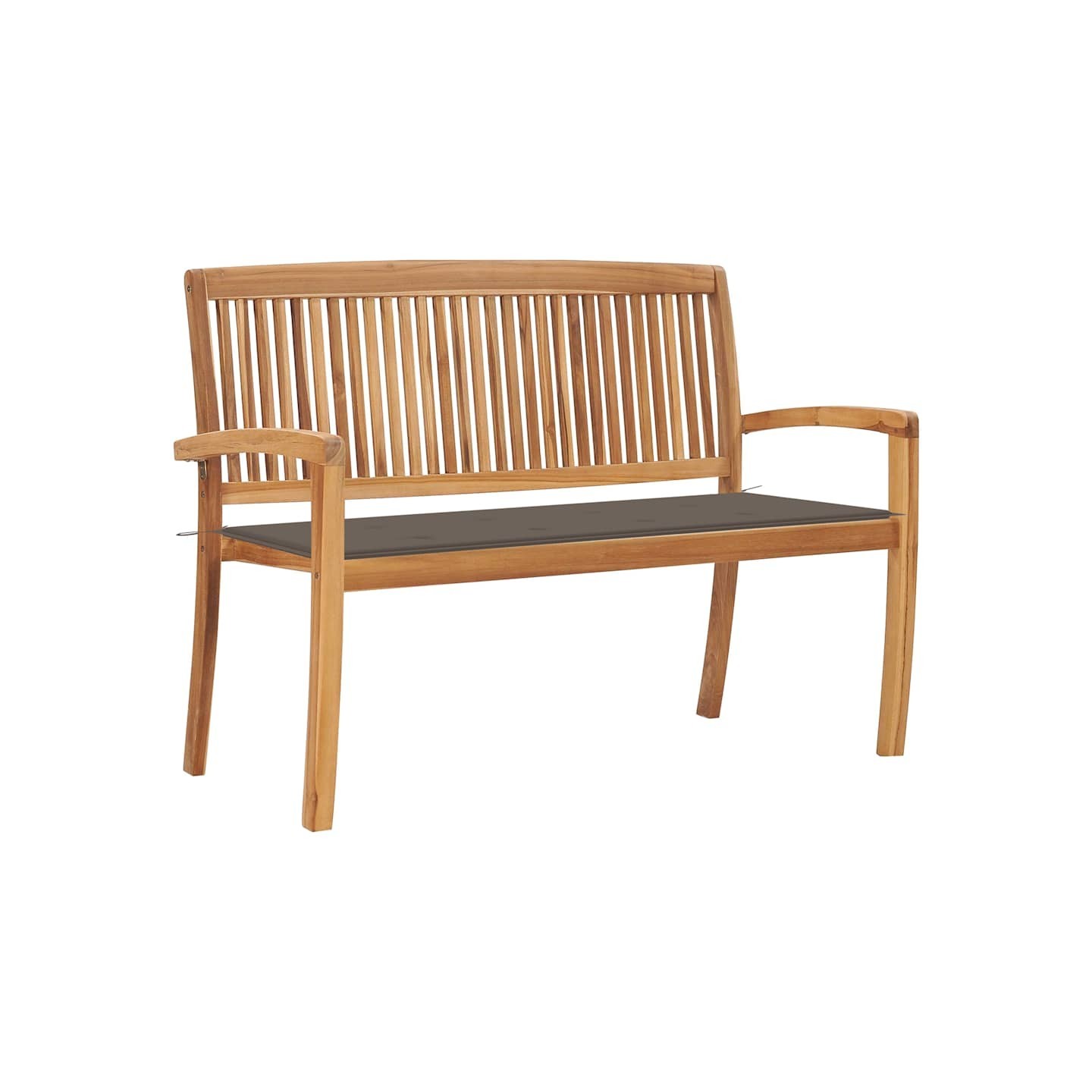 Banc de jardin empilable et coussin 128,5cm Bois de teck massif
