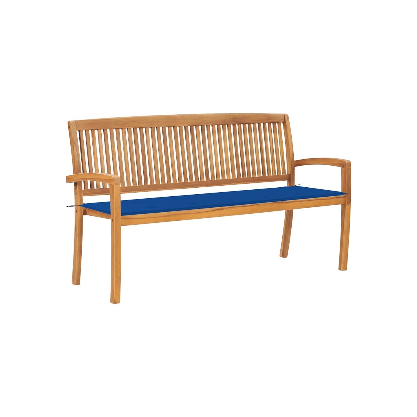 Banc de jardin empilable et coussin 159 cm Bois de teck massif