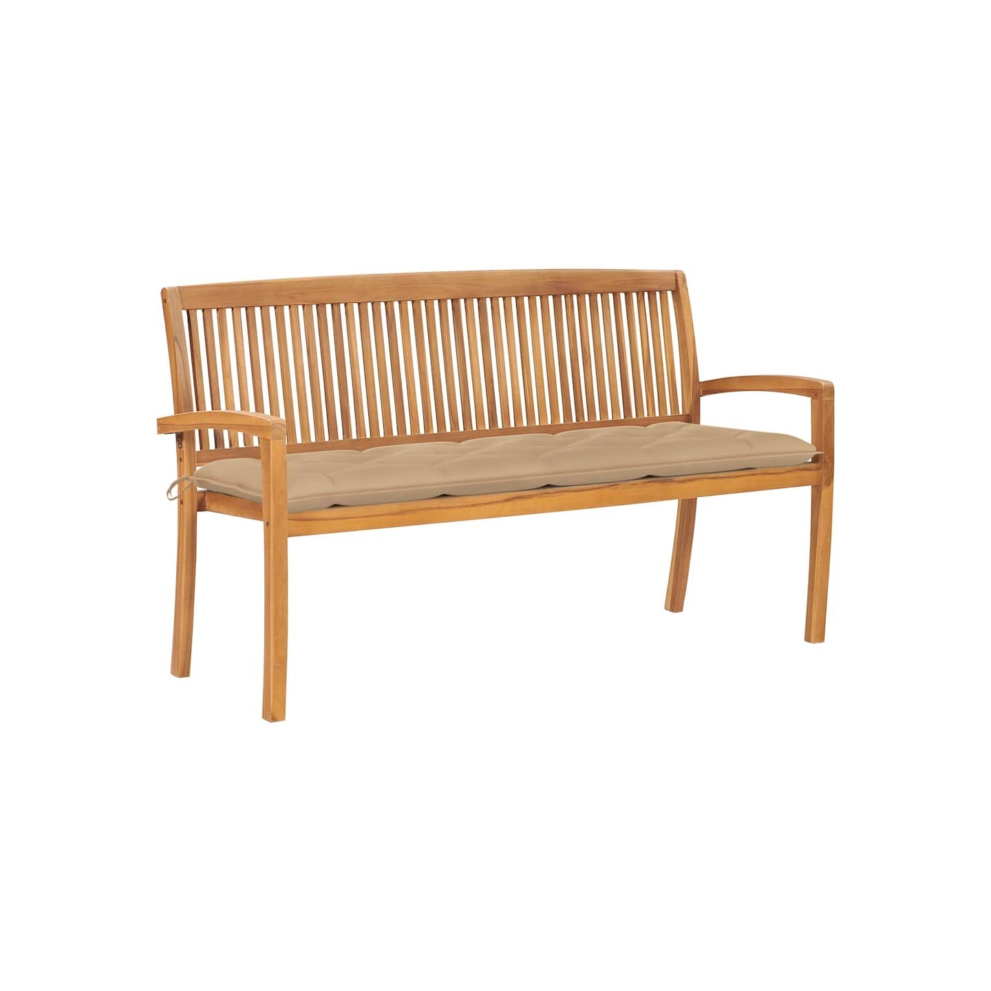 Banc de jardin empilable et coussin 159 cm Bois de teck massif