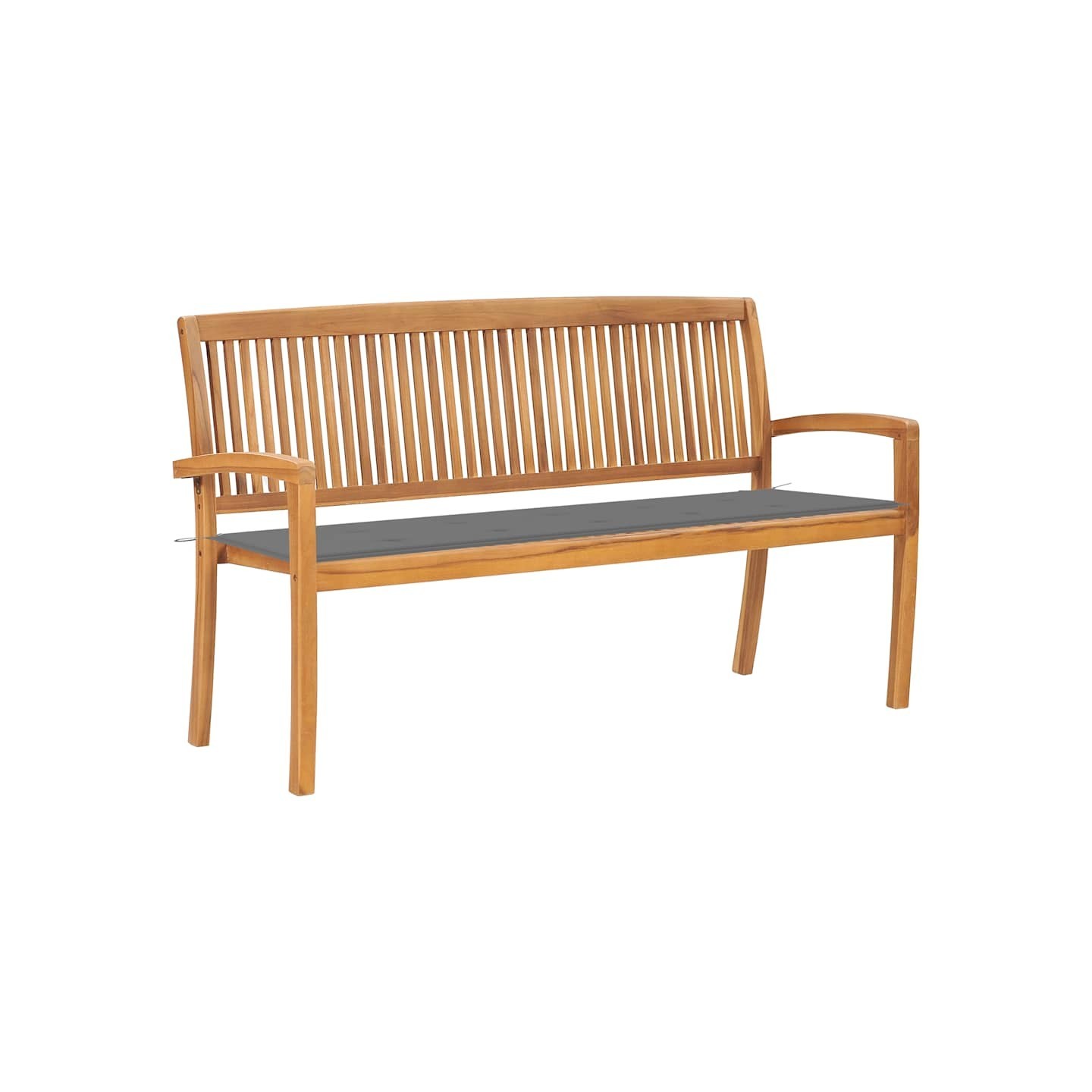 Banc de jardin empilable et coussin 159 cm Bois de teck massif