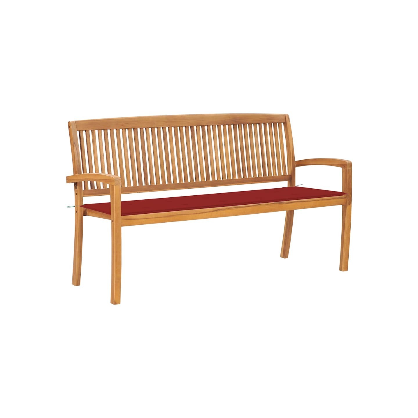 Banc de jardin empilable et coussin 159 cm Bois de teck massif