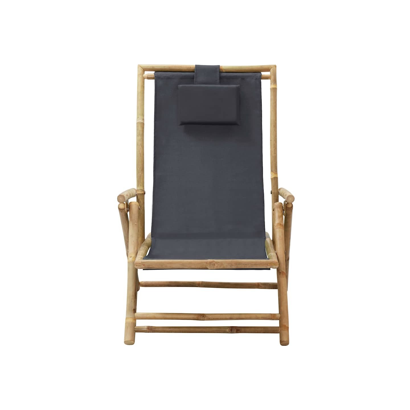 Fauteuil pliant inclinable en bambou gris foncé et tissu
