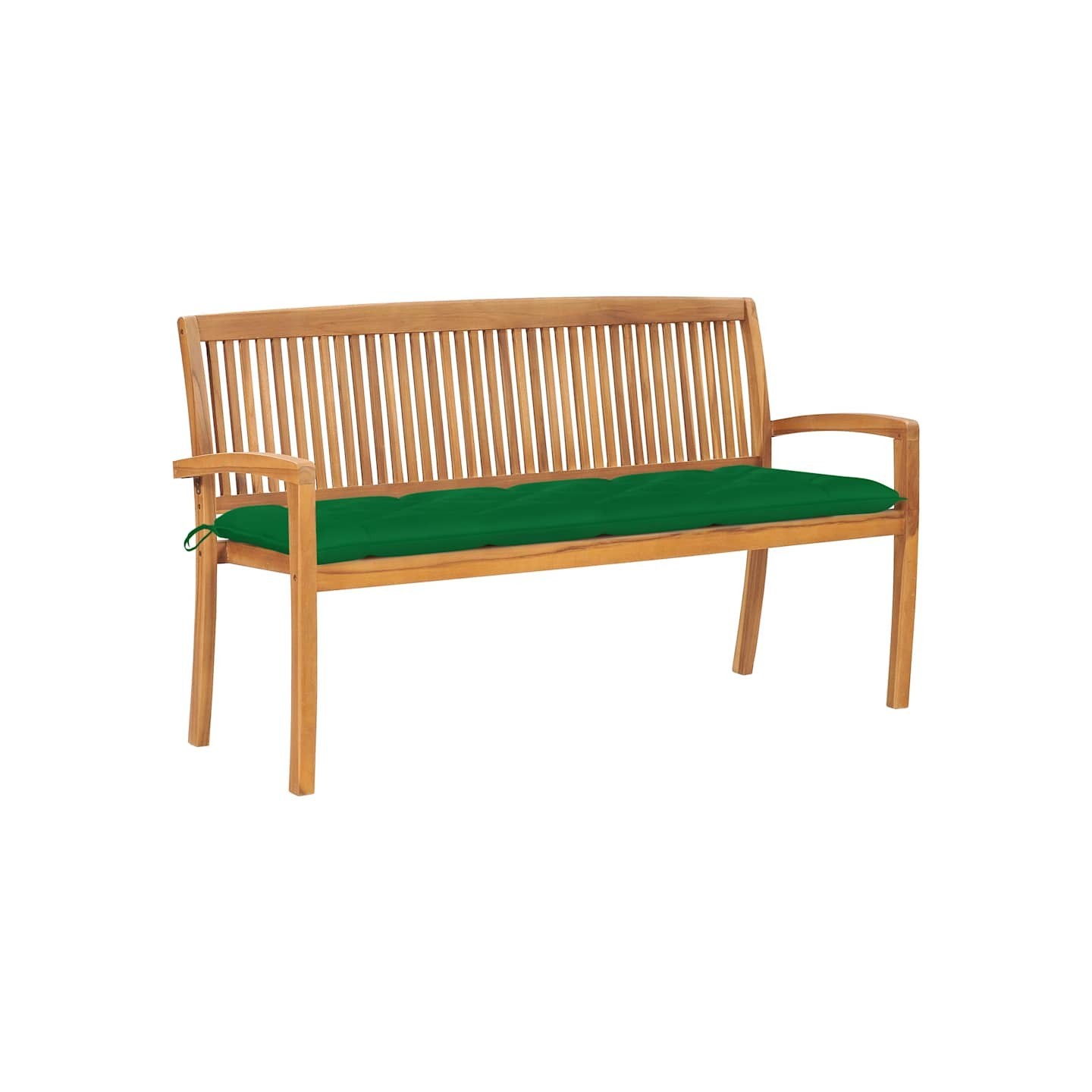 Banc de jardin empilable et coussin 159 cm Bois de teck massif