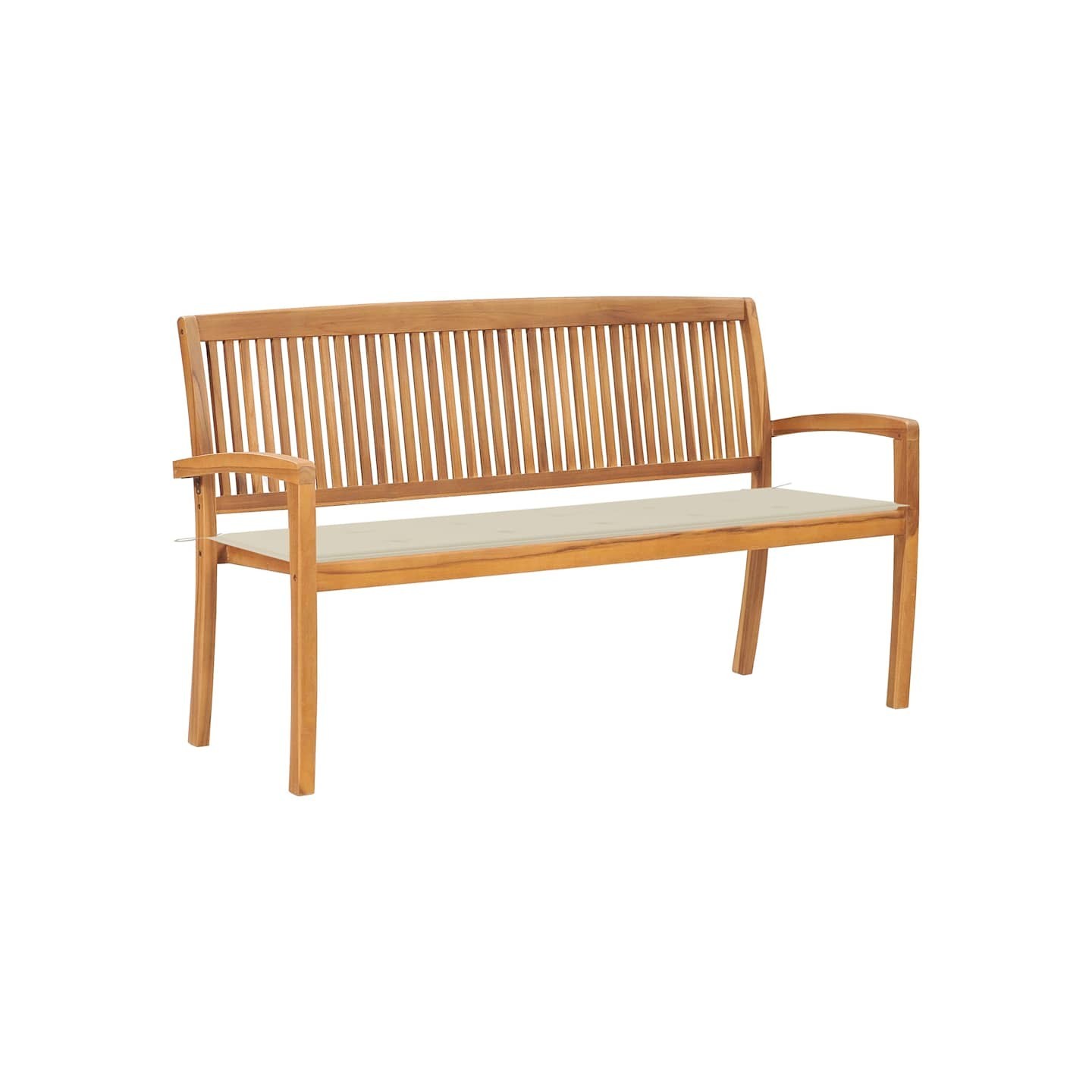 Banc de jardin empilable et coussin 159 cm Bois de teck massif